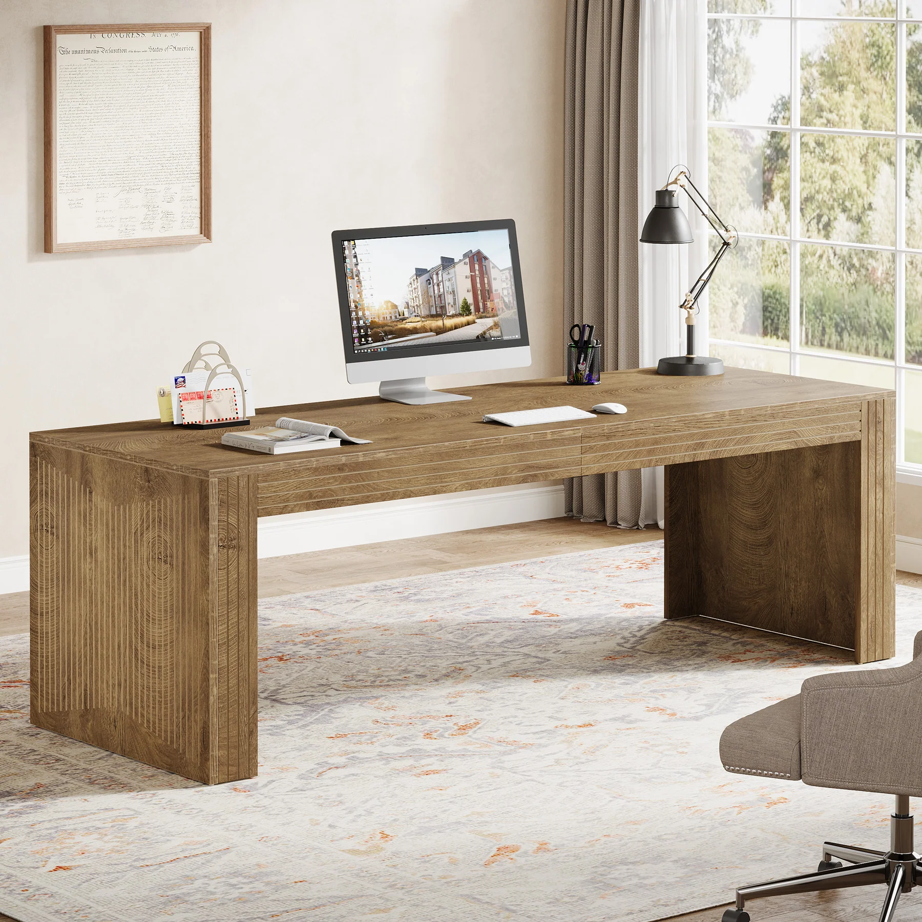 79" Two Person Desk, Double Computer Desk for Home Office - Image 7