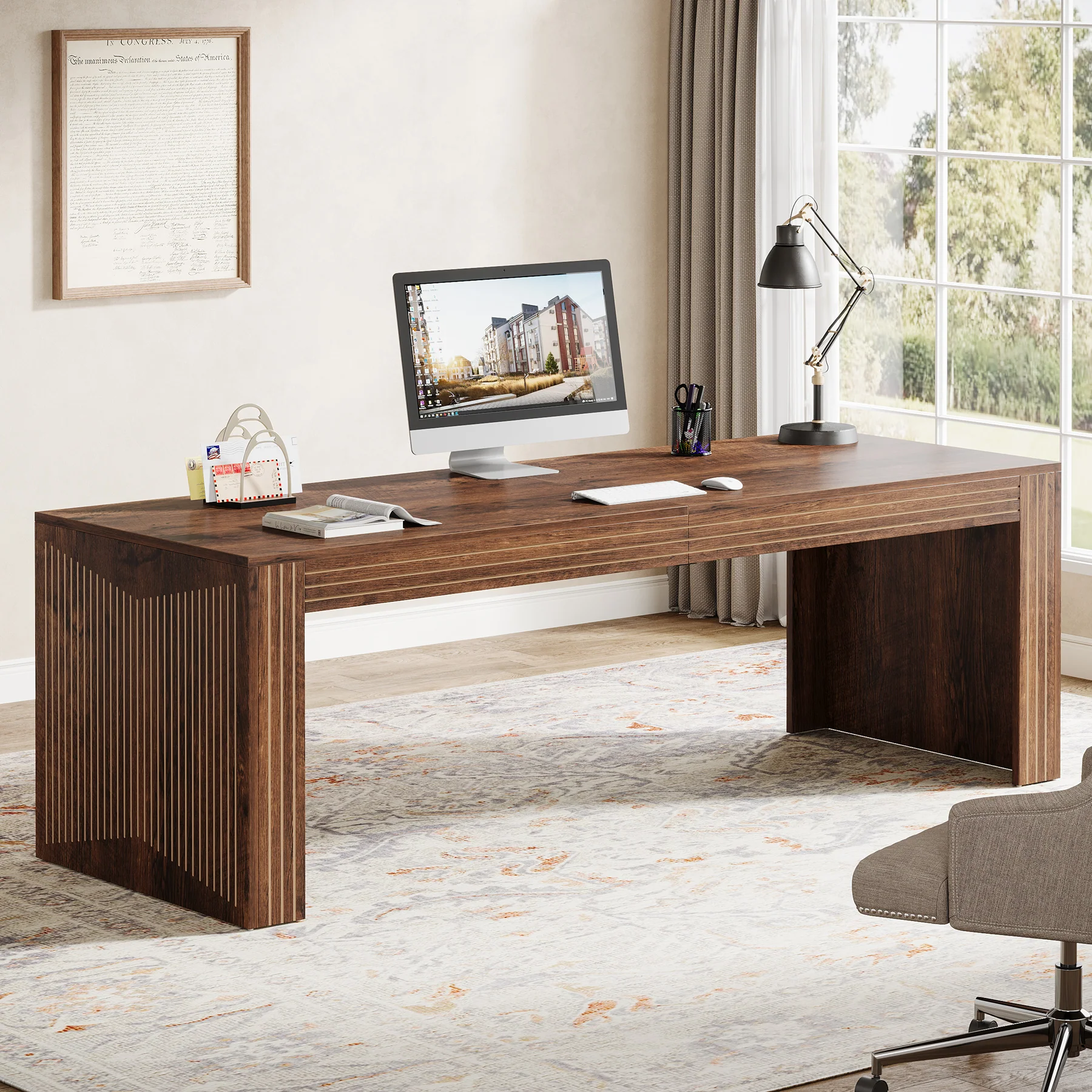 79" Two Person Desk, Double Computer Desk for Home Office - Image 9