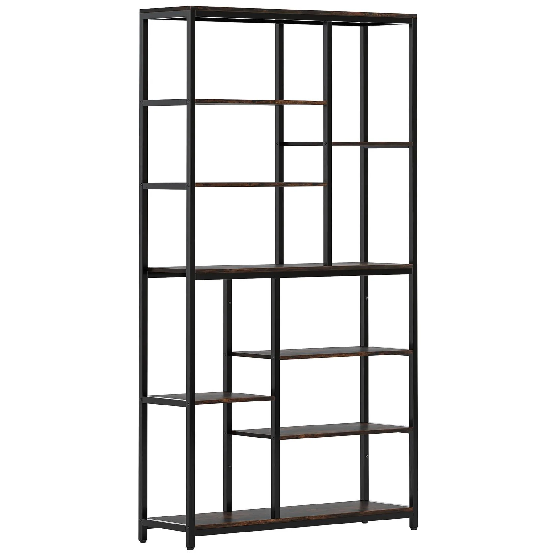 79" Tall Bookshelf, 8-Tier Staggered Etagere Bookcase Shelving Unit - Image 7