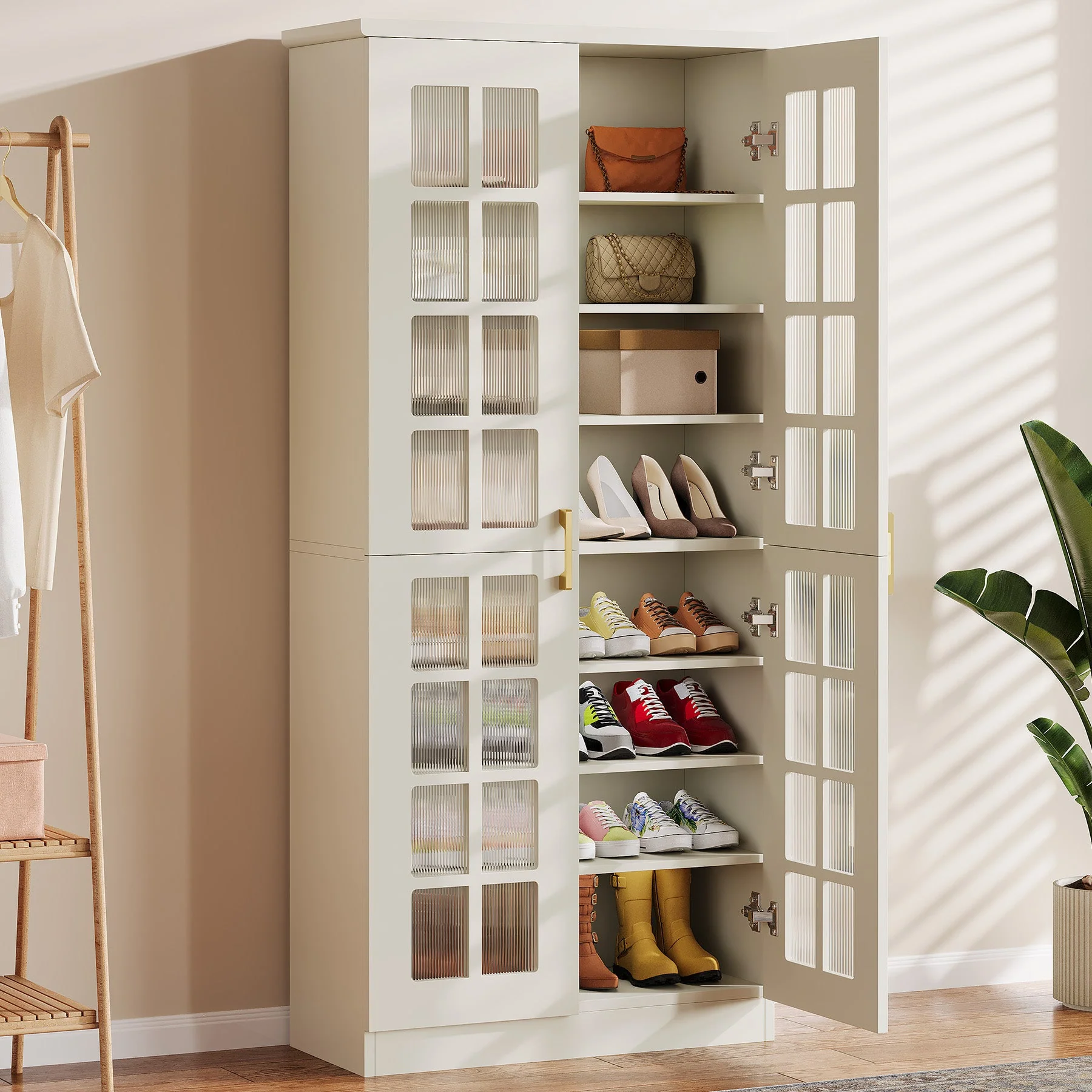 Modern Shoe Cabinet, 8-Tier Shoe Storage Racks With Adjustable Shelves