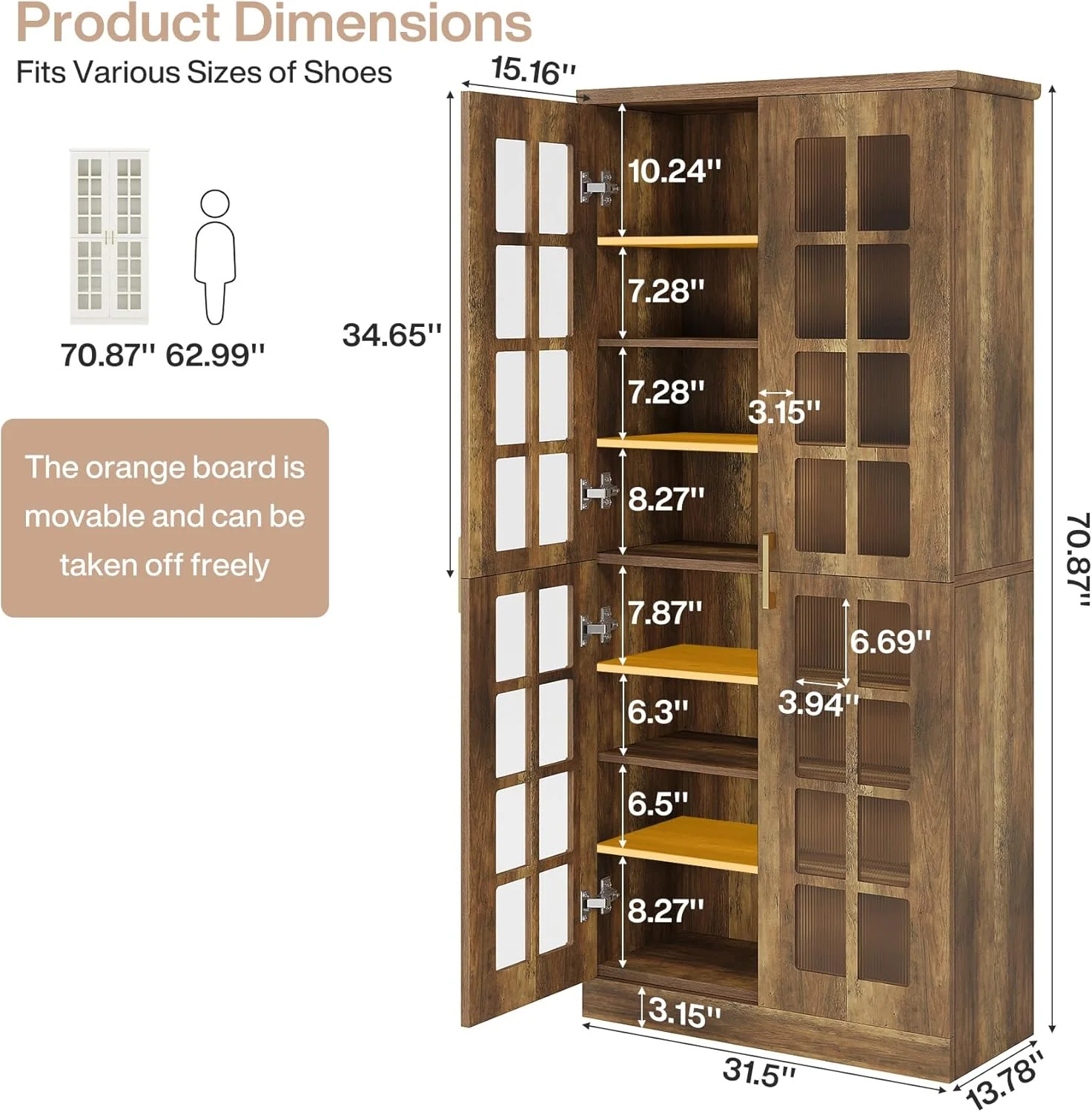 Modern Shoe Cabinet, 8-Tier Shoe Storage Racks With Adjustable Shelves - Image 10