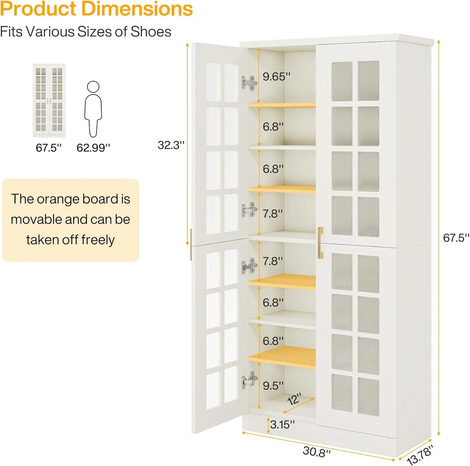 Modern Shoe Cabinet, 8-Tier Shoe Storage Racks With Adjustable Shelves - Image 2