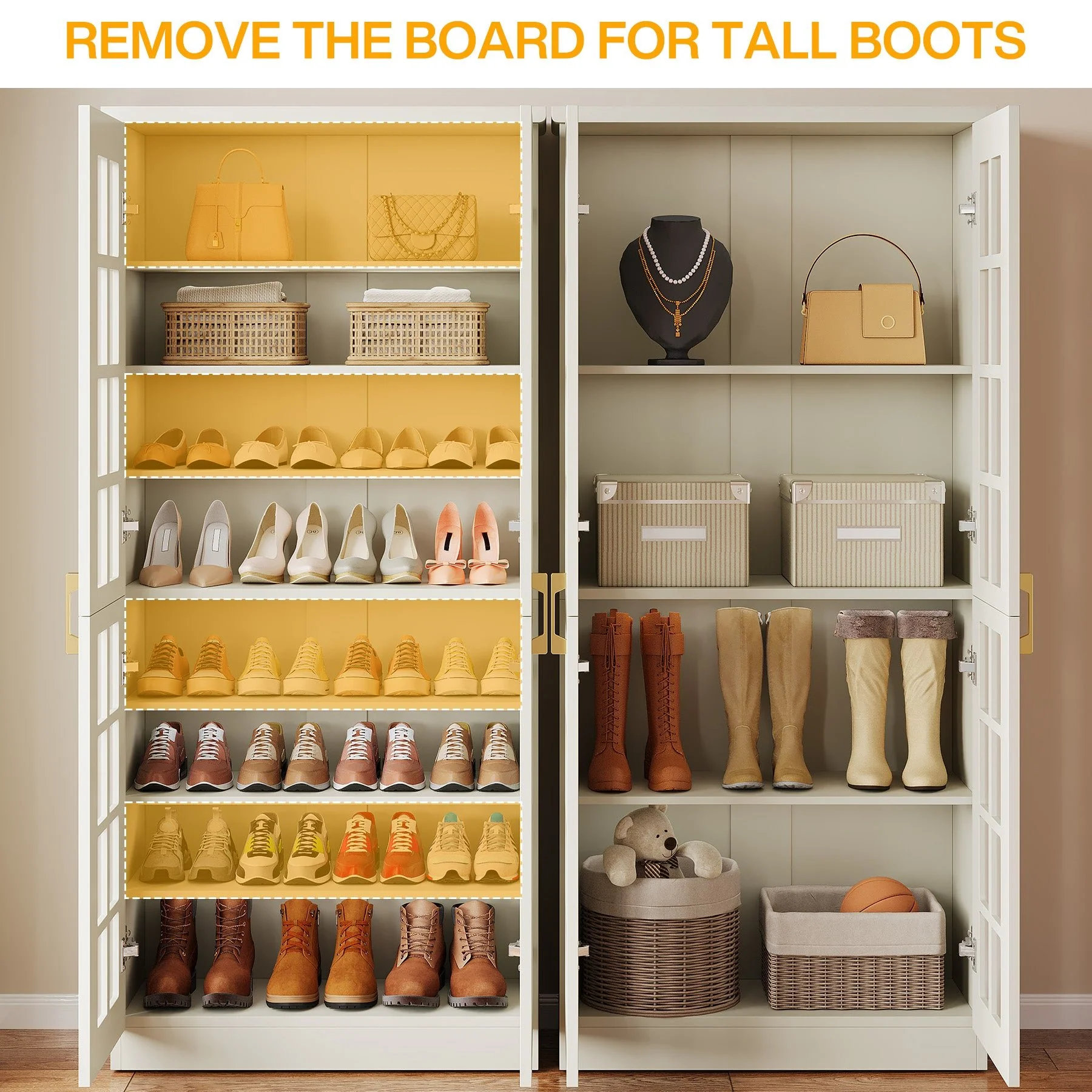Modern Shoe Cabinet, 8-Tier Shoe Storage Racks With Adjustable Shelves - Image 6