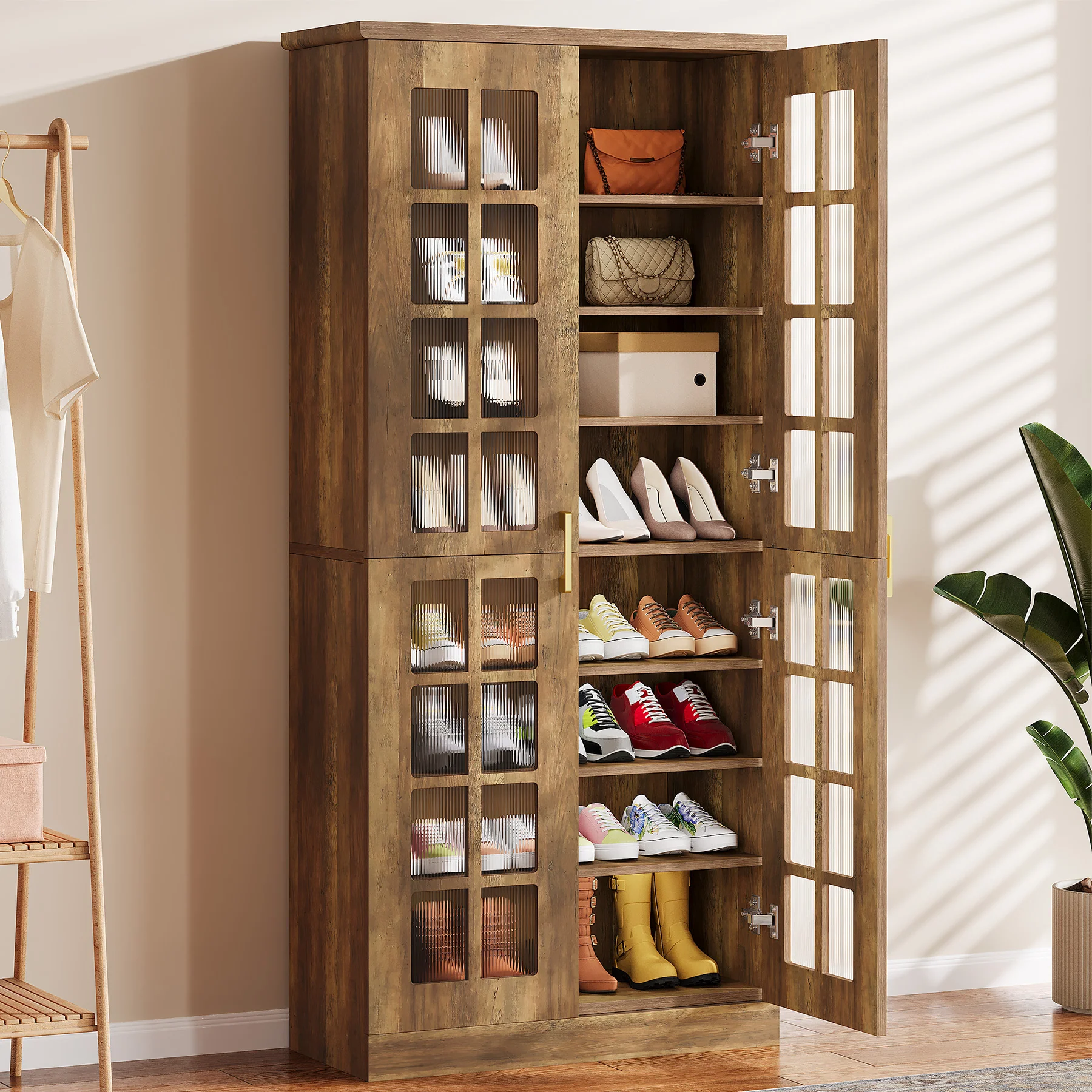 Modern Shoe Cabinet, 8-Tier Shoe Storage Racks With Adjustable Shelves - Image 9