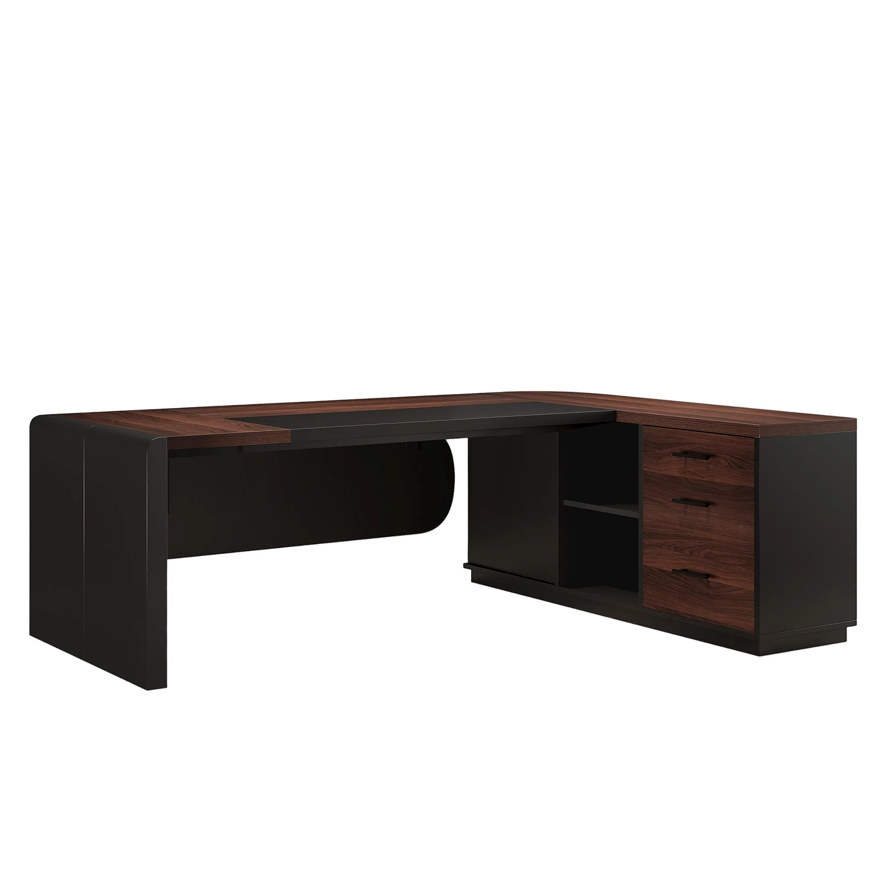 80" Executive Desk, L-Shaped Computer Desk with Storage Drawers - Image 14