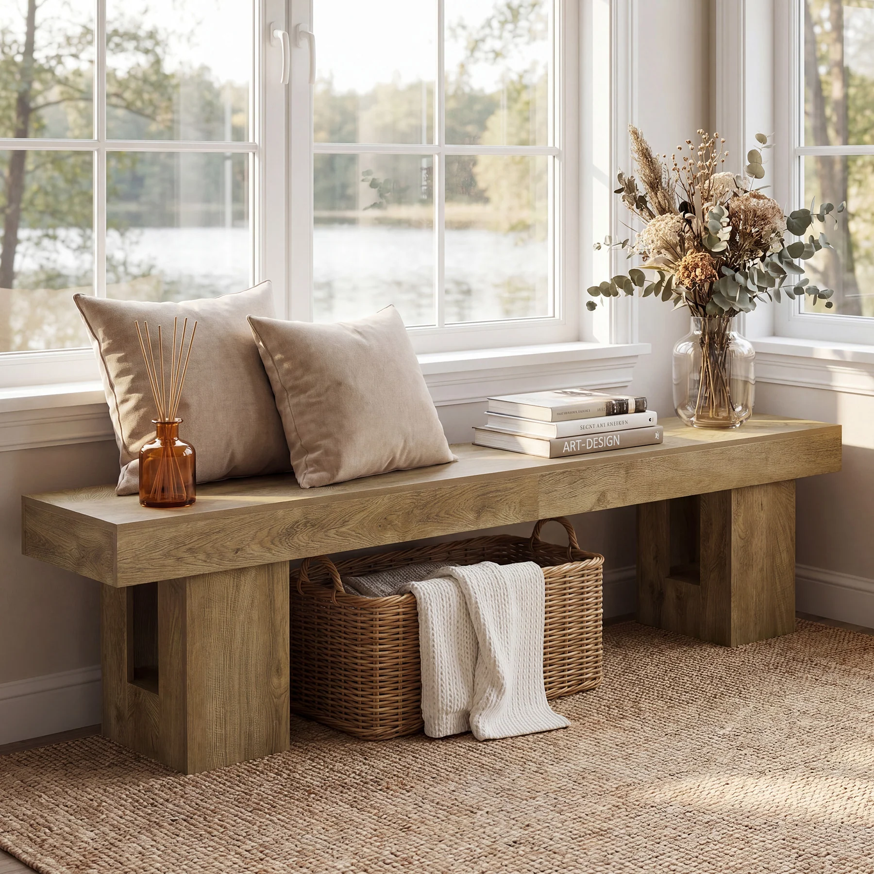 83" Entryway Bench, Extra-Long Shoe Bench with Sturdy Base for Hallway - Image 3