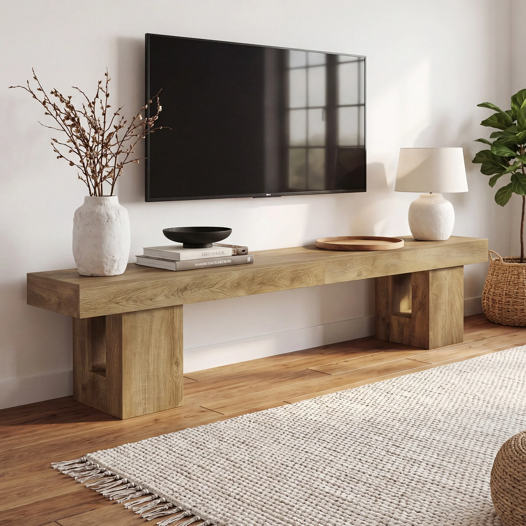 83" TV Stand for 65/75/85" TVs, Modern Rustic Entertainment Center for Living Room - Image 3