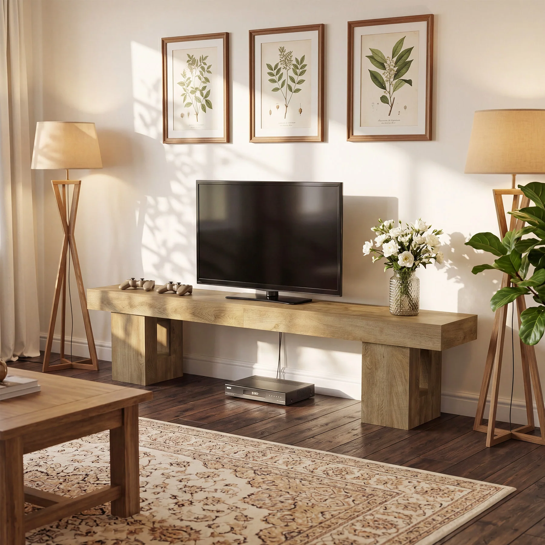 83" TV Stand for 65/75/85" TVs, Modern Rustic Entertainment Center for Living Room - Image 4
