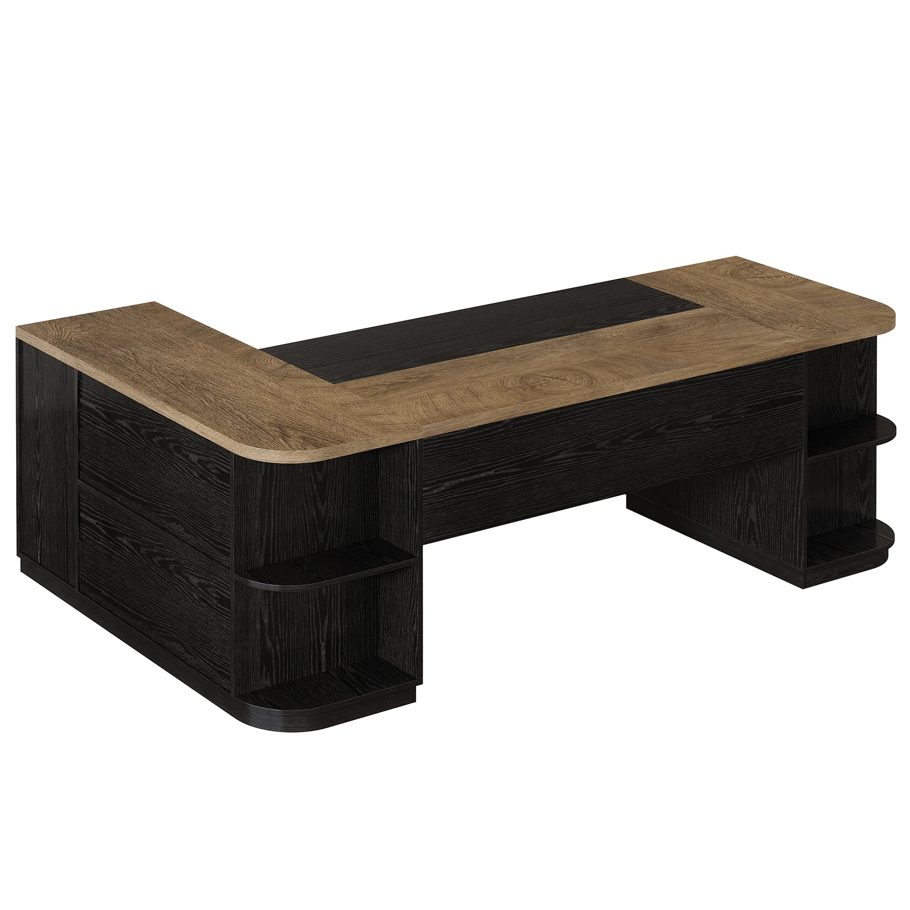 86.6" L-Shaped Executive Desk, Large Computer Desk with Drawers & 55" File Cabinet - Image 9