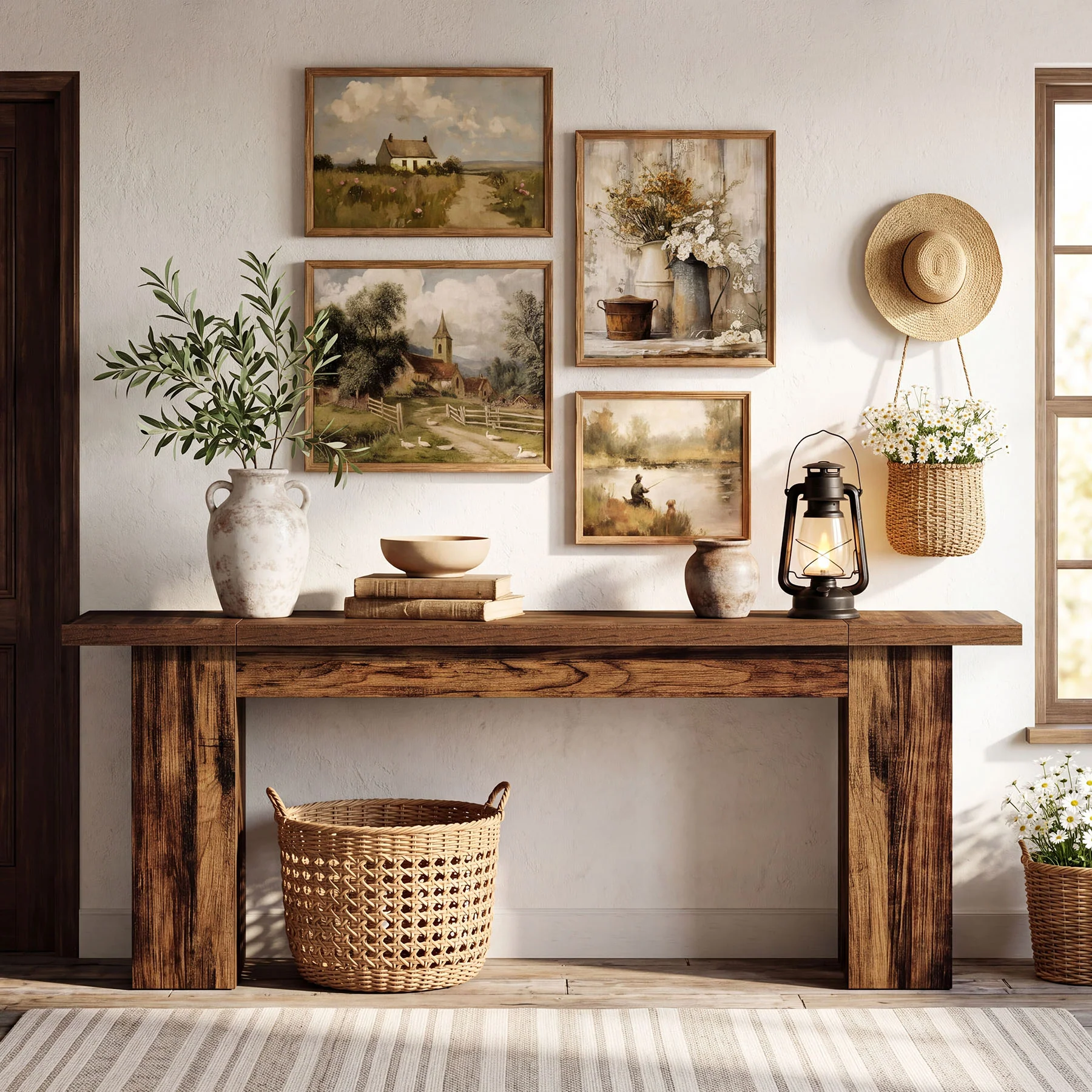 86.6" Long Console Table, Farmhouse Entryway Sofa Table Behind Couch for Hallway - Image 5