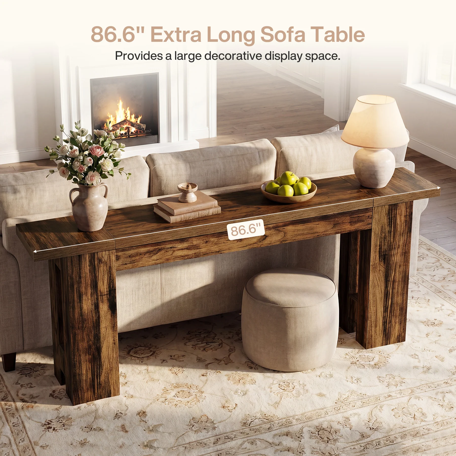 86.6" Long Console Table, Farmhouse Entryway Sofa Table Behind Couch for Hallway - Image 6