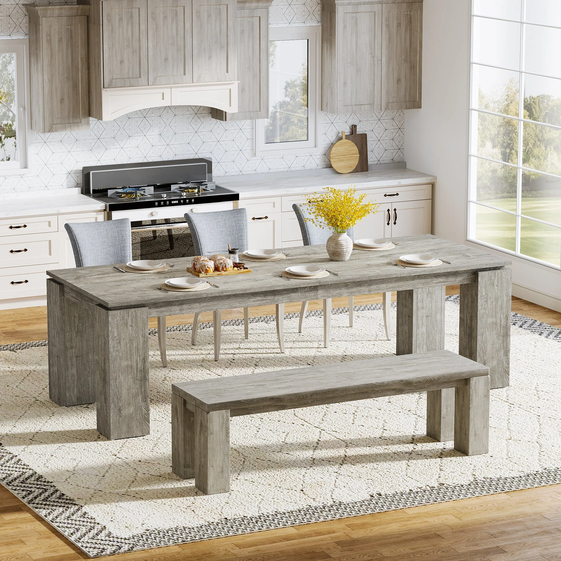 86" Modern Dining Table, Extra Long Kitchen Table for 6-8 - Image 3