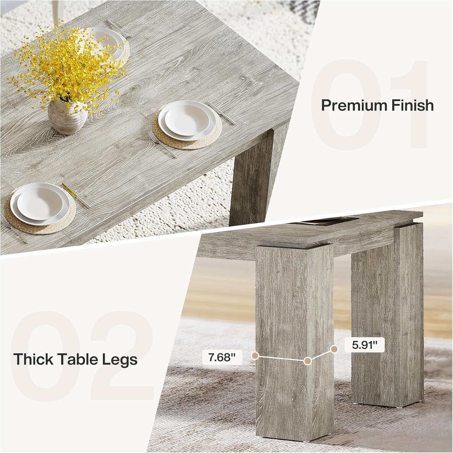 86" Modern Dining Table, Extra Long Kitchen Table for 6-8 - Image 7