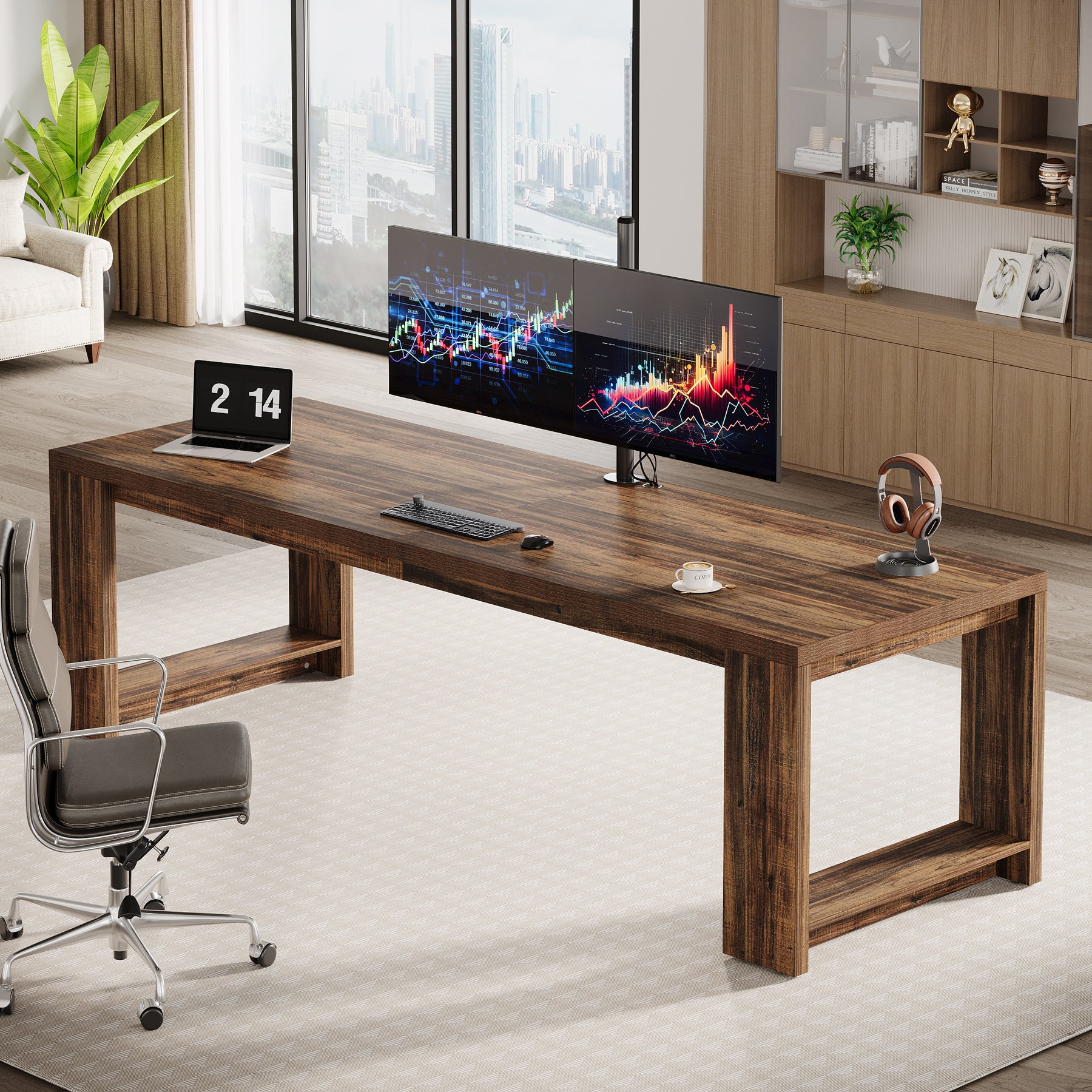 86" Two Person Desk, Long Computer Desk Conference Table for Home Office - Image 11