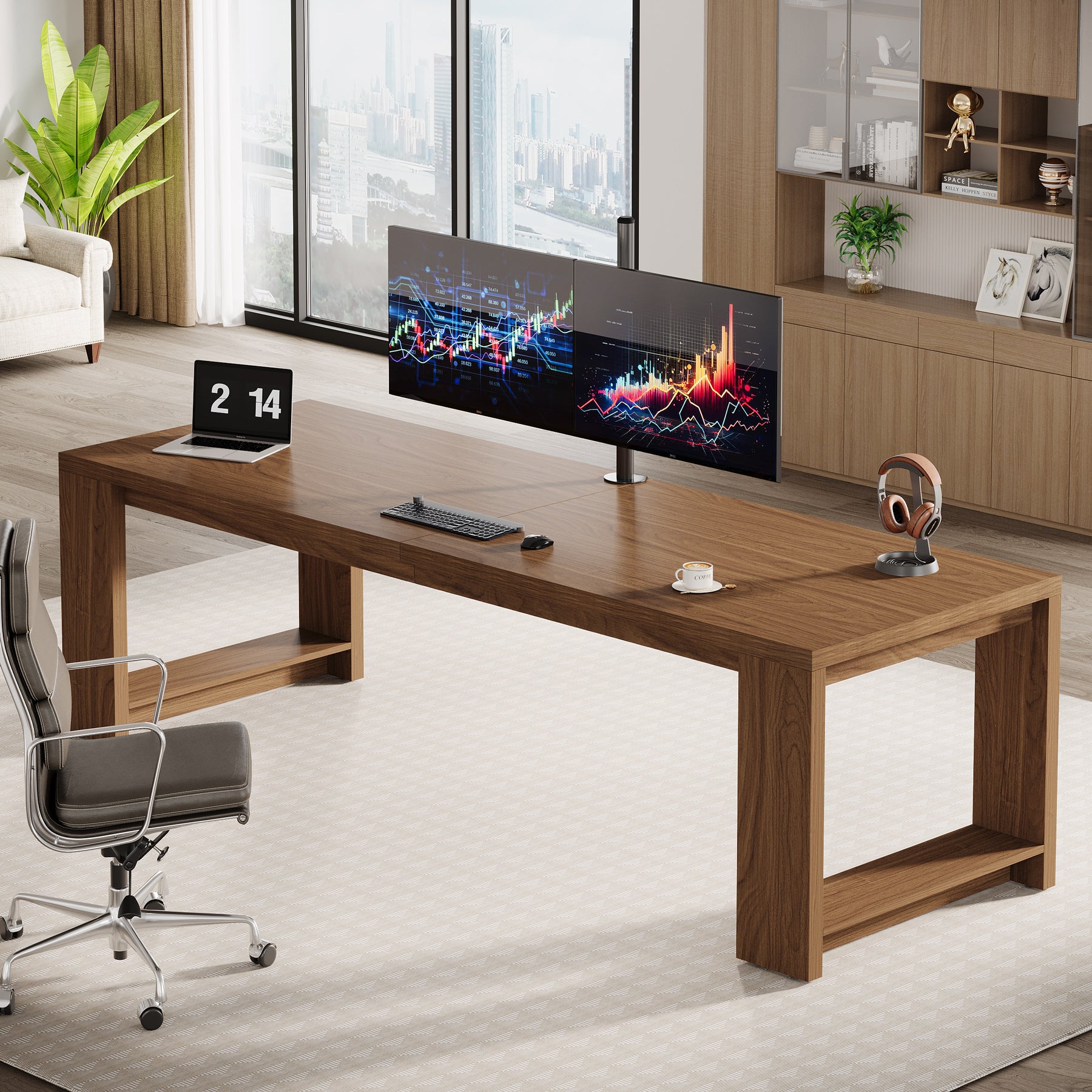 86" Two Person Desk, Long Computer Desk Conference Table for Home Office - Image 14