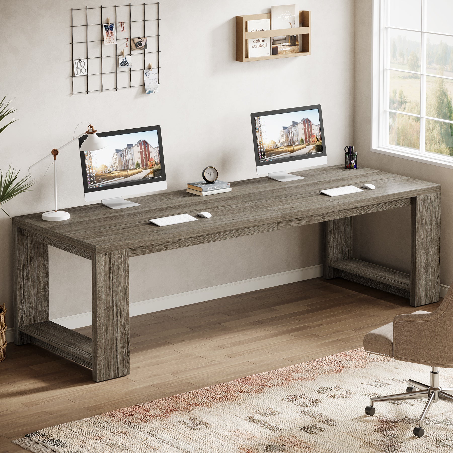 86" Two Person Desk, Long Computer Desk Conference Table for Home Office - Image 16