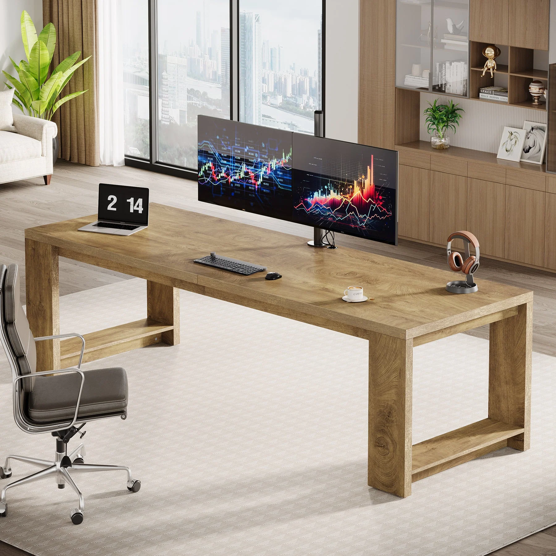 86" Two Person Desk, Long Computer Desk Conference Table for Home Office - Image 3