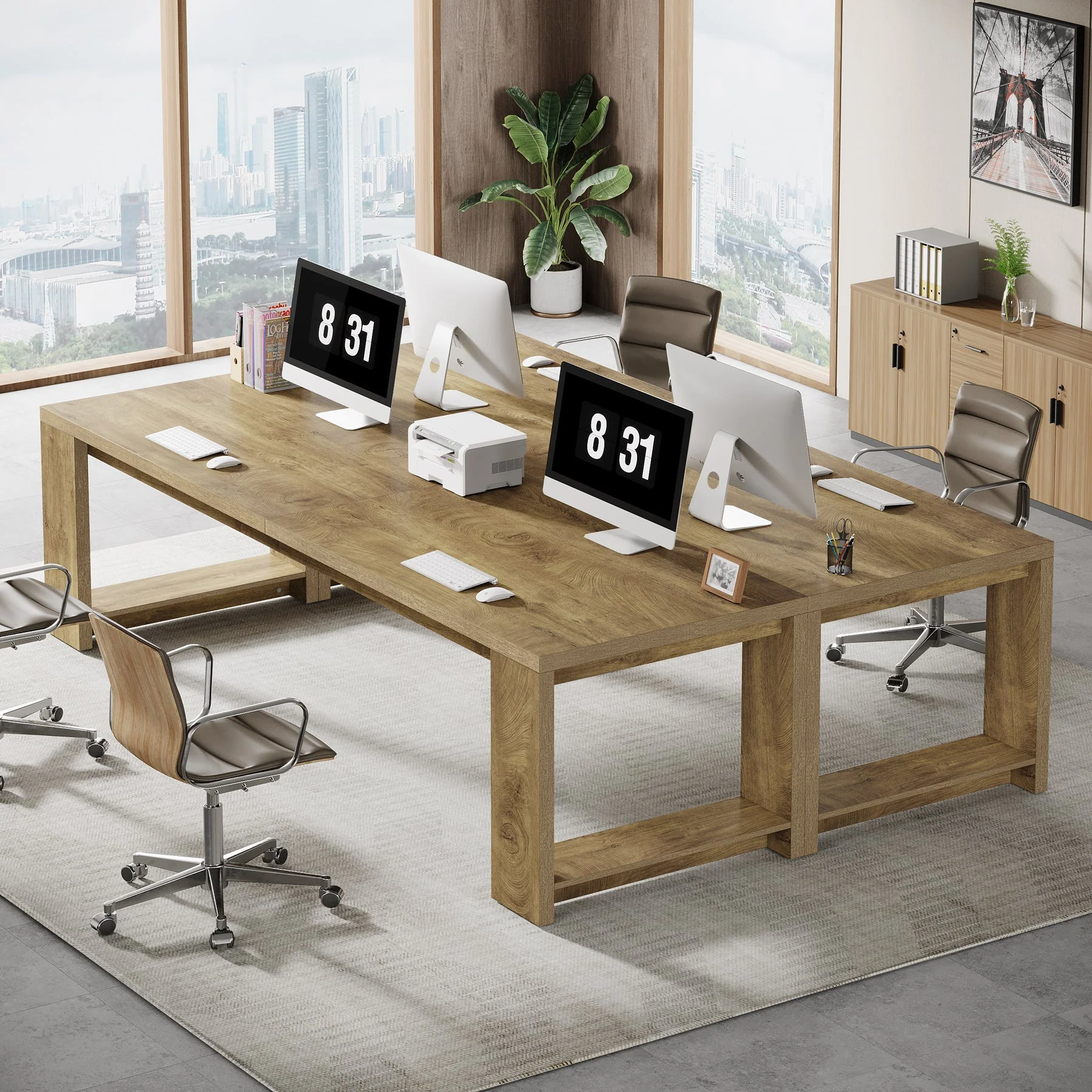 86" Two Person Desk, Long Computer Desk Conference Table for Home Office - Image 5