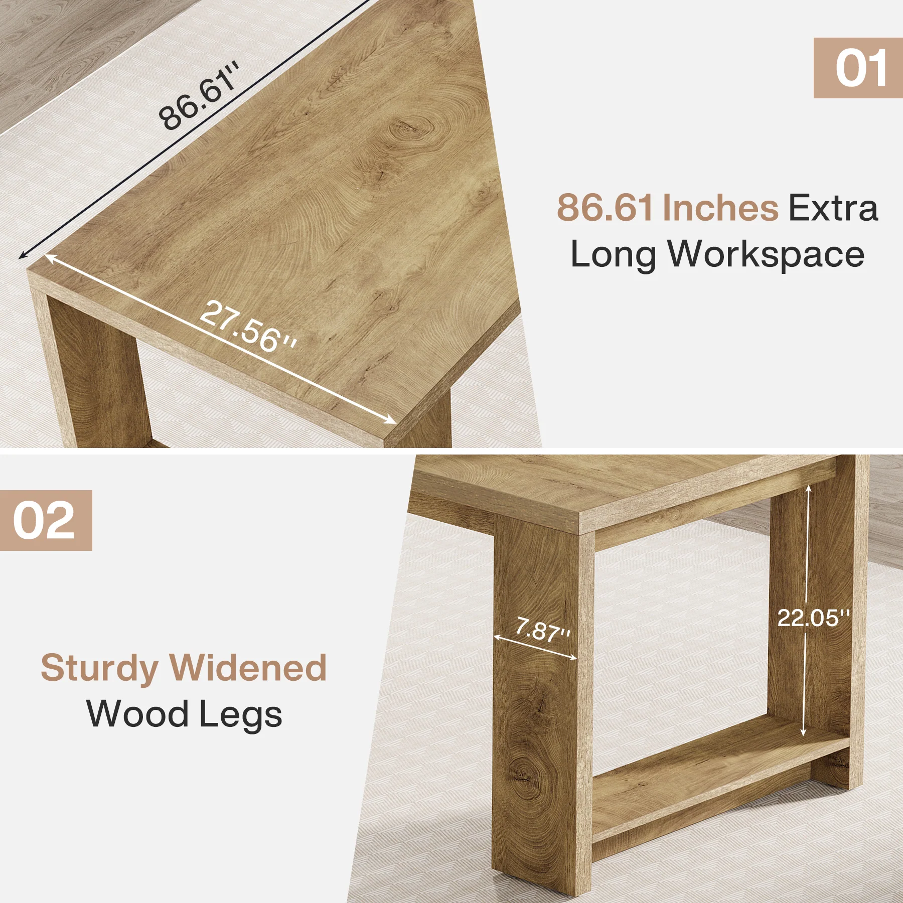 86" Two Person Desk, Long Computer Desk Conference Table for Home Office - Image 7