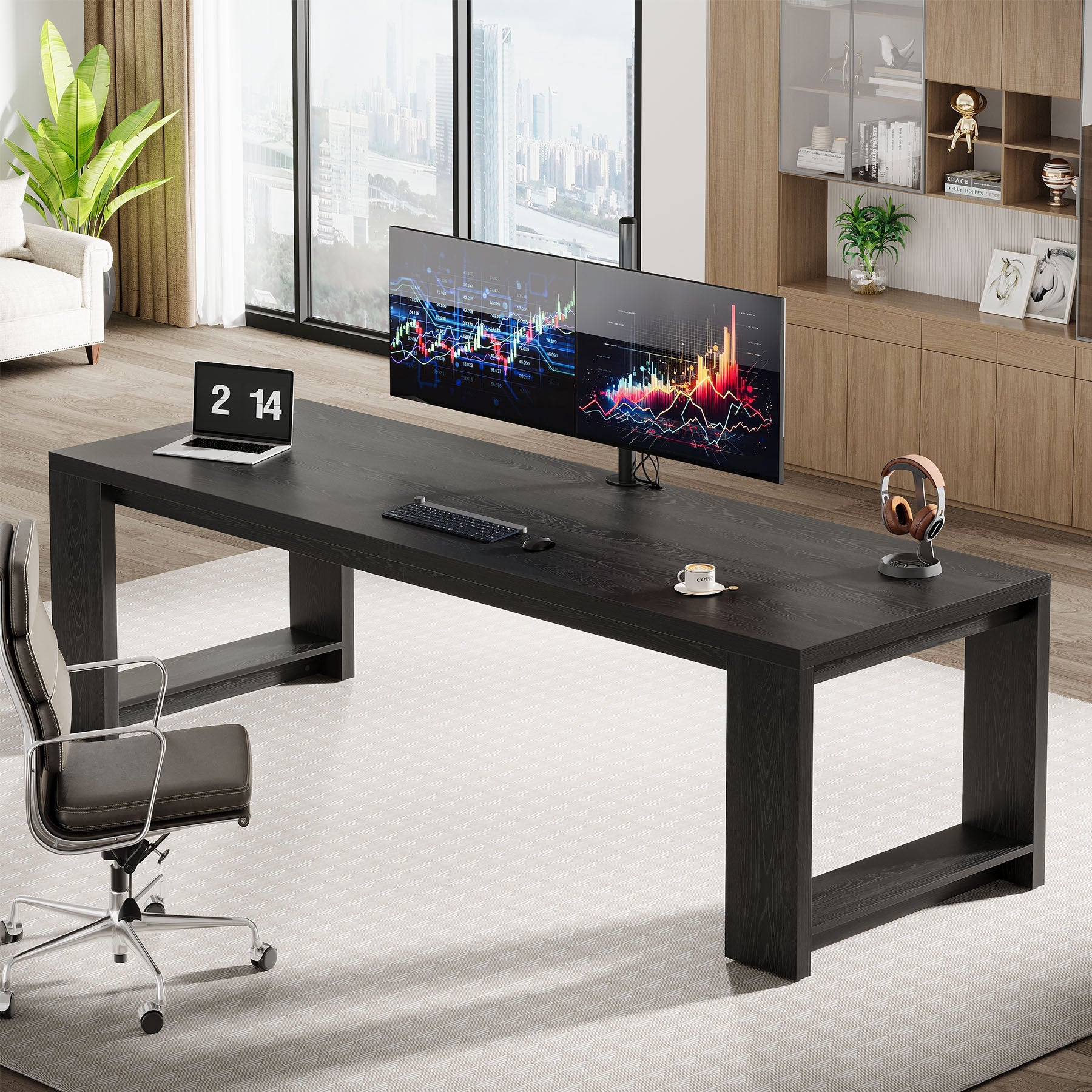 86" Two Person Desk, Long Computer Desk Conference Table for Home Office - Image 8