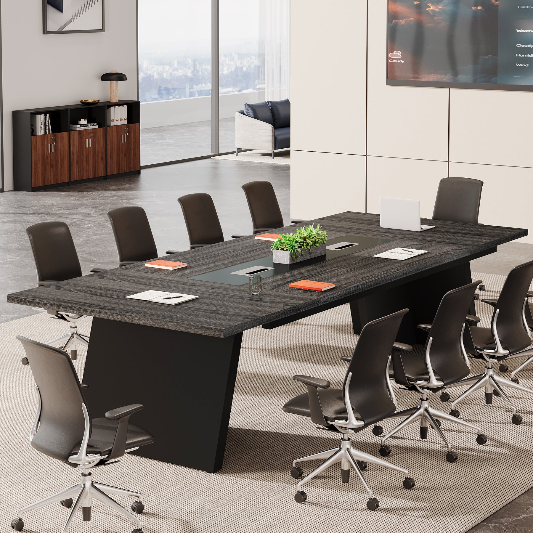Conference Room Table, 8ft Office Meeting Desk with Cable Management - Image 12