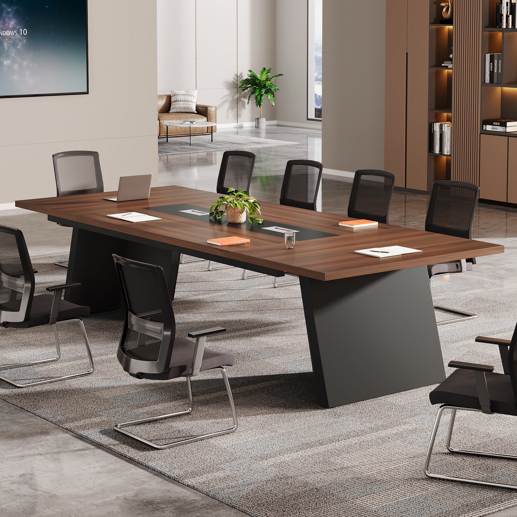 Conference Room Table, 8ft Office Meeting Desk with Cable Management - Image 4