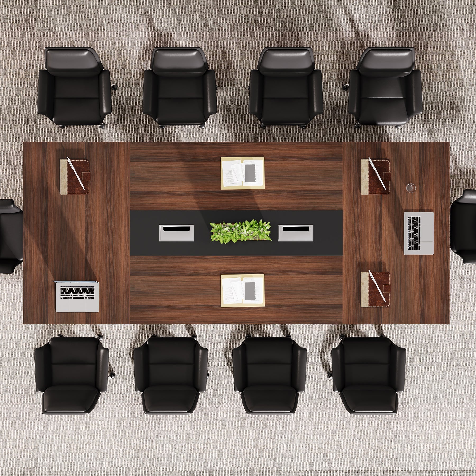 Conference Room Table, 8ft Office Meeting Desk with Cable Management - Image 6