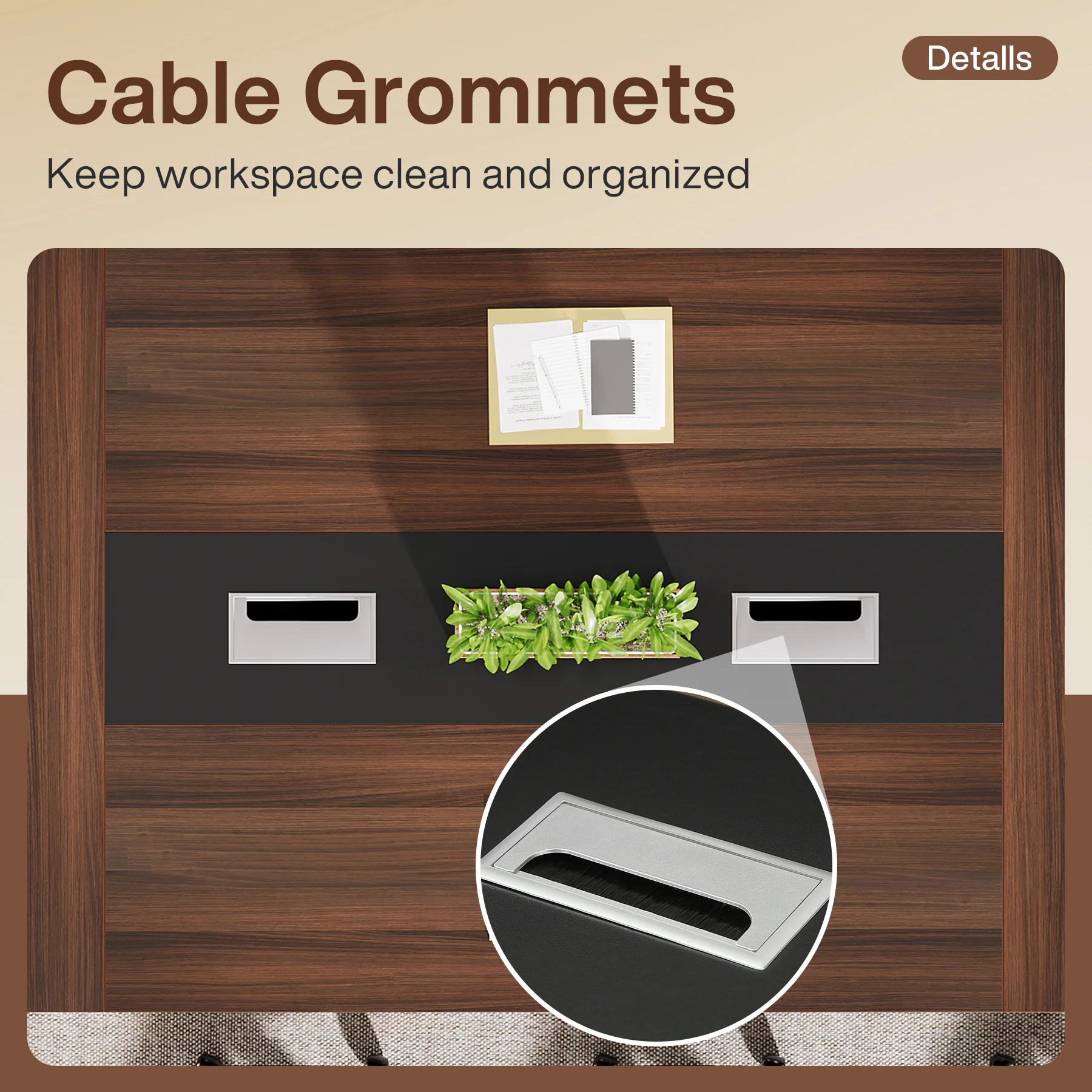Conference Room Table, 8ft Office Meeting Desk with Cable Management - Image 7