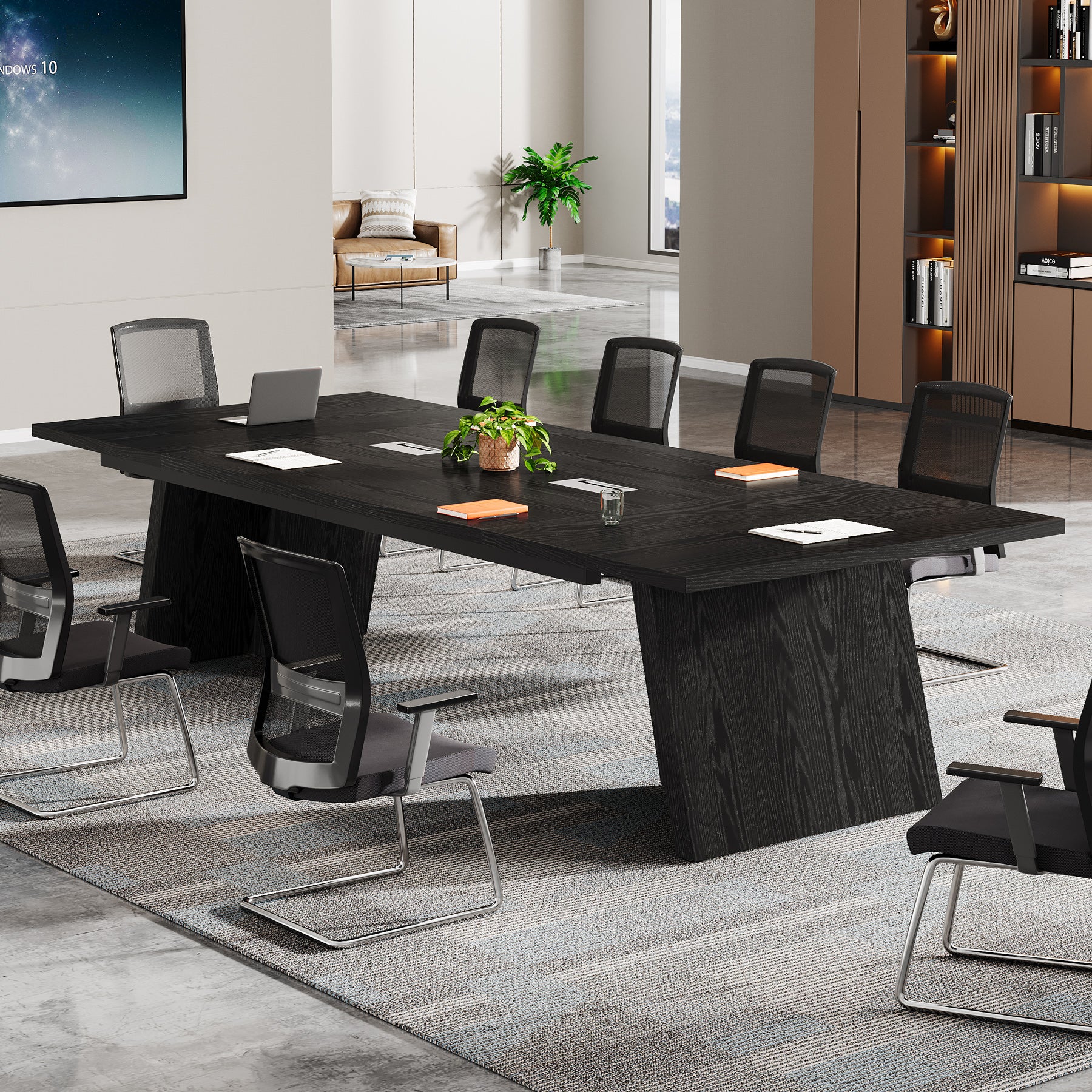 Conference Room Table, 8ft Office Meeting Desk with Cable Management - Image 9