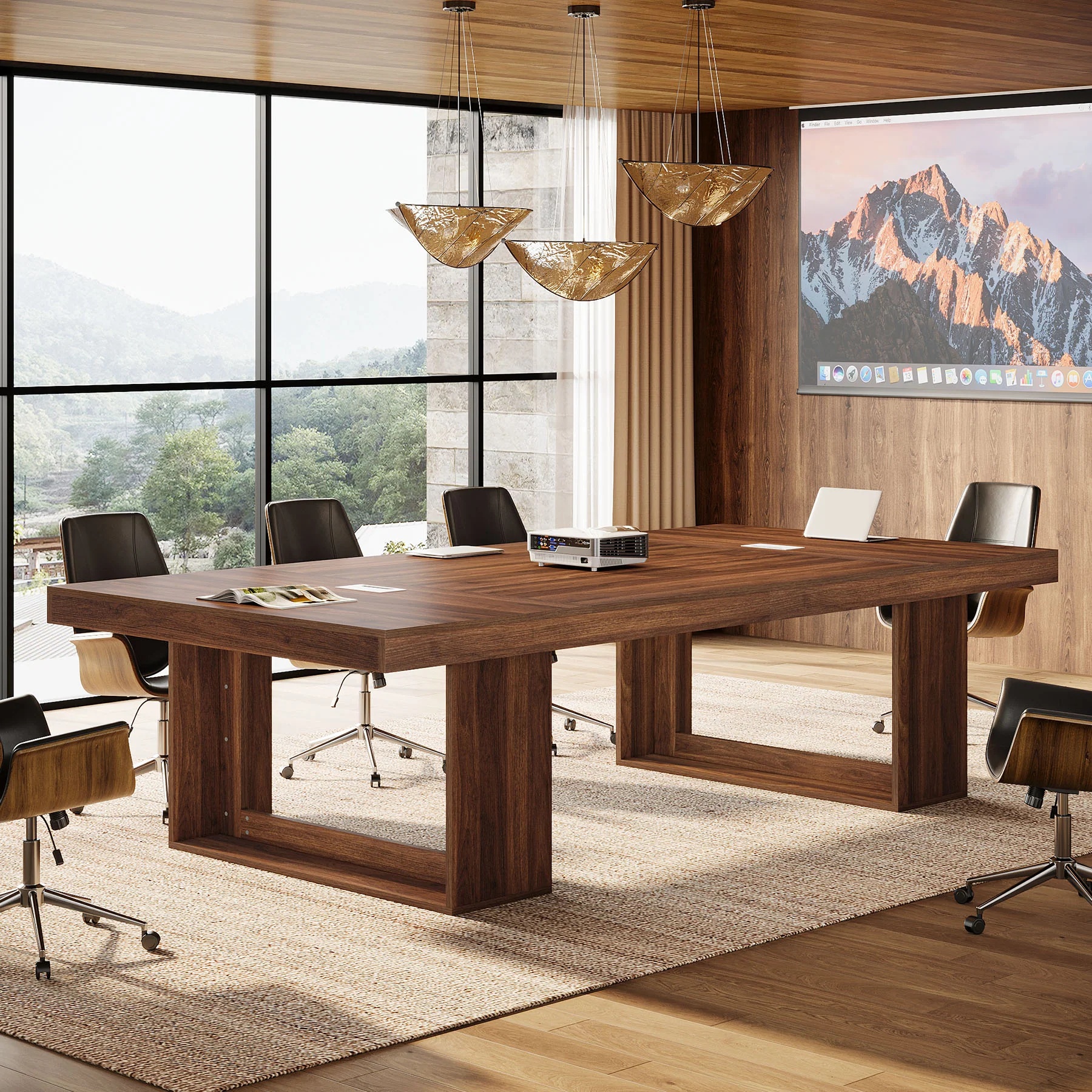 8FT Conference Table, 94.5" Meeting Table with 2 Cable Grommet for 8-10 - Image 3