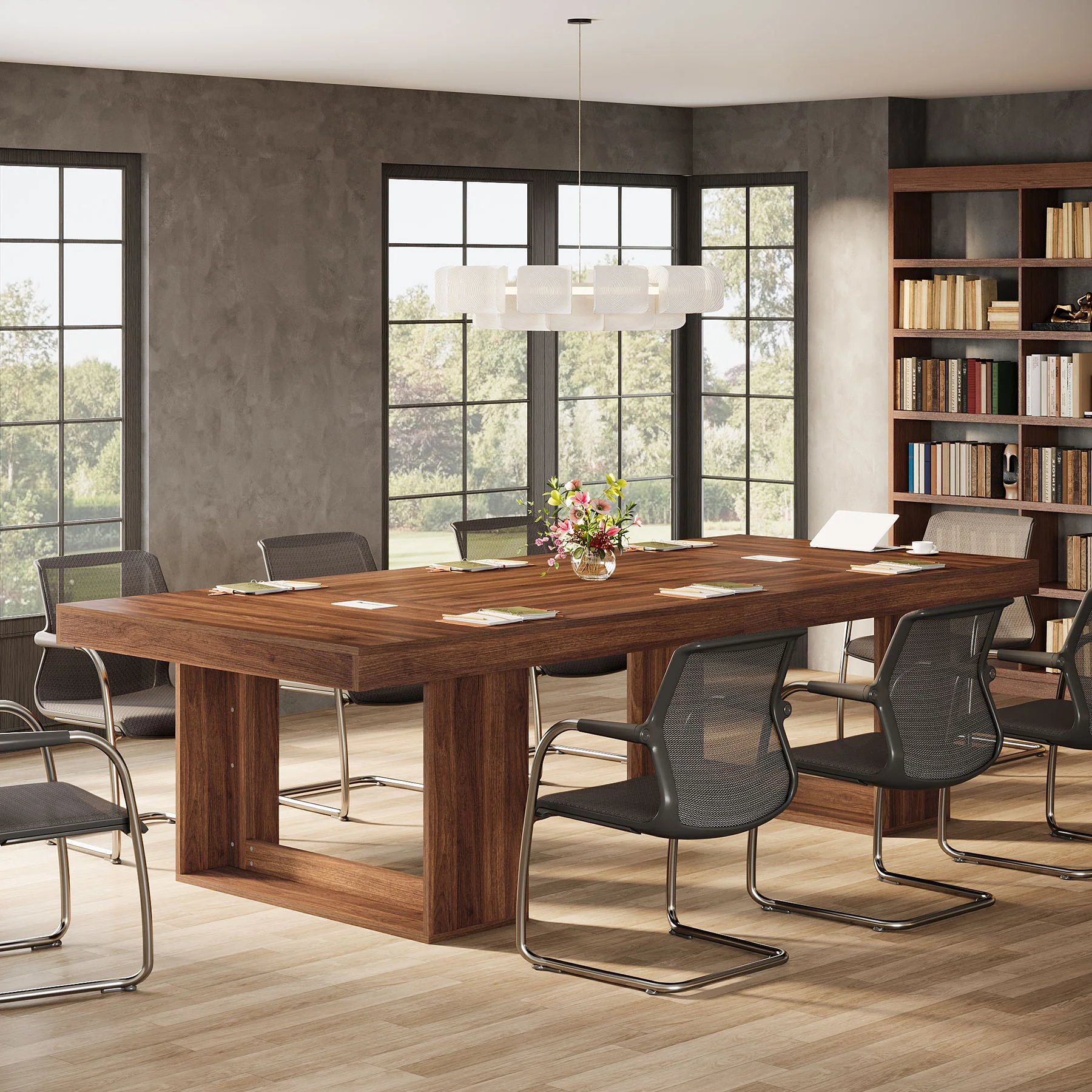 8FT Conference Table, 94.5" Meeting Table with 2 Cable Grommet for 8-10 - Image 5