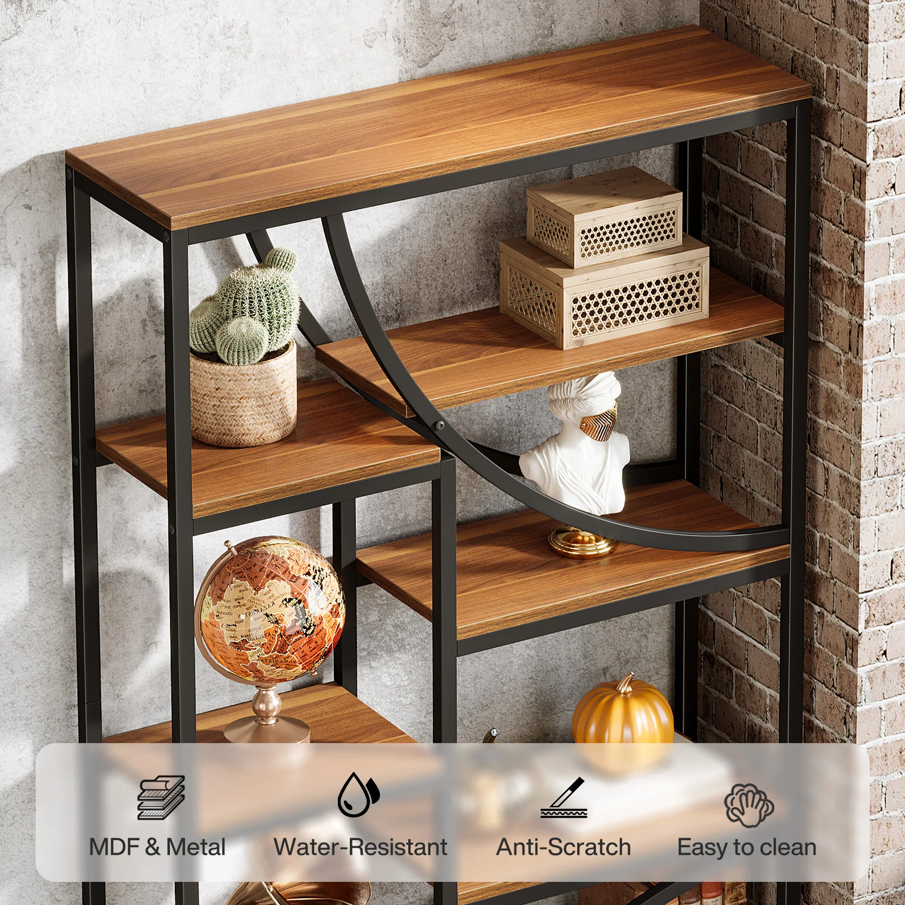 9-Tier Bookcase, 70.87" Industrial Etagere Bookshelf with Open Shelf - Image 7