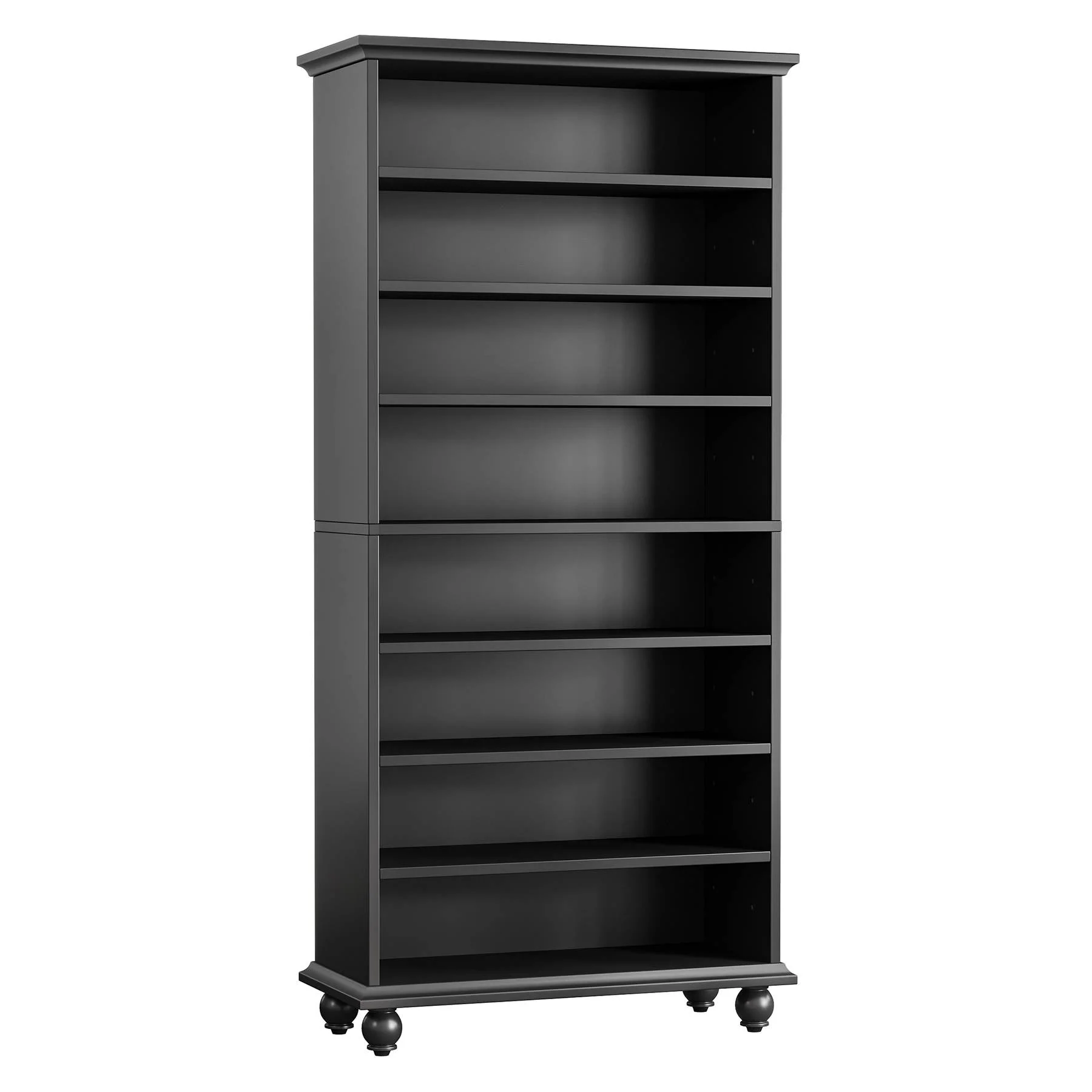 9-Tier Bookcase Wood Bookshelf with LED Lighting & Solid Wood Legs - Image 9
