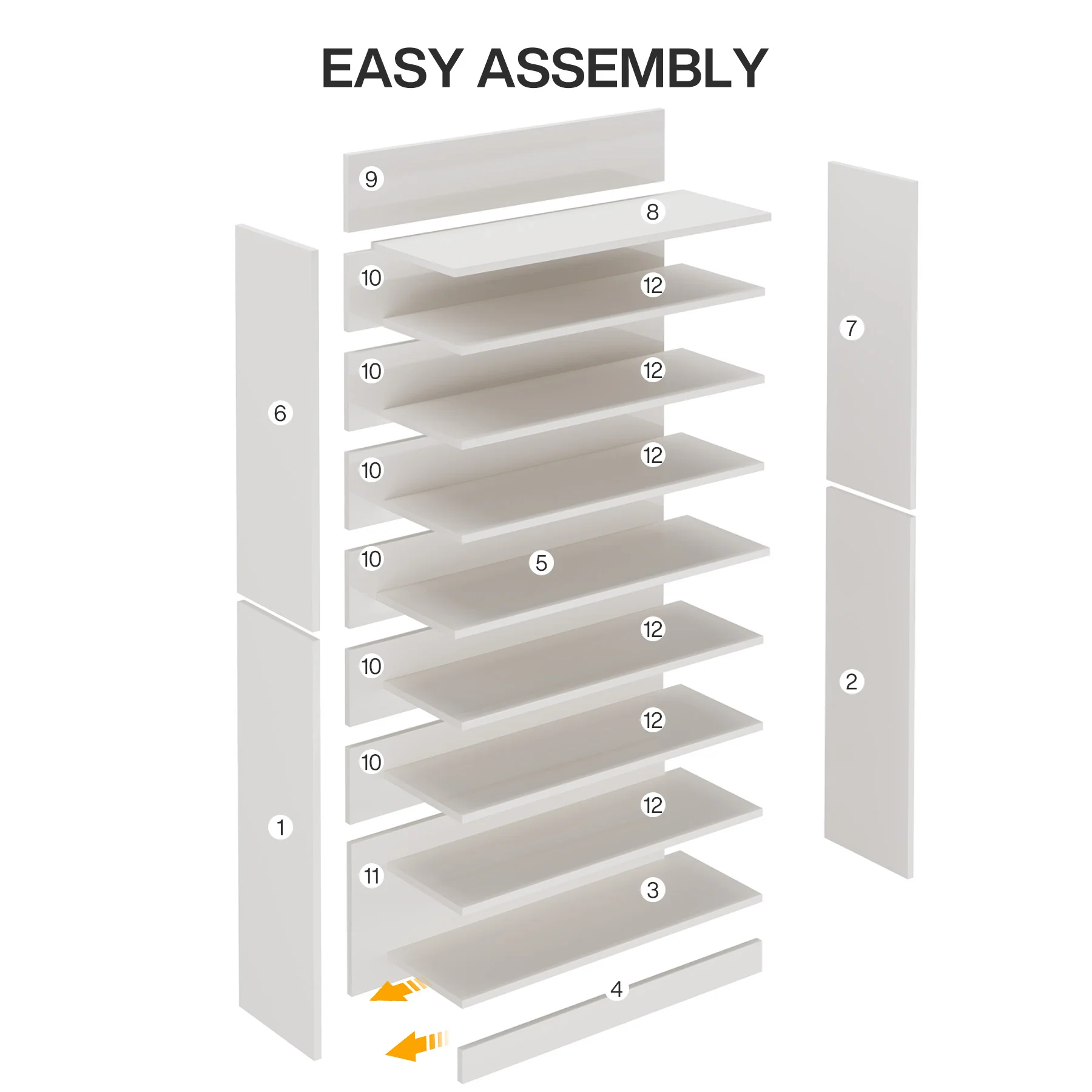 9-Tier Shoe Cabinet, 40-45 Pairs Shoe Storage Organizer with Open Shelves - Image 9