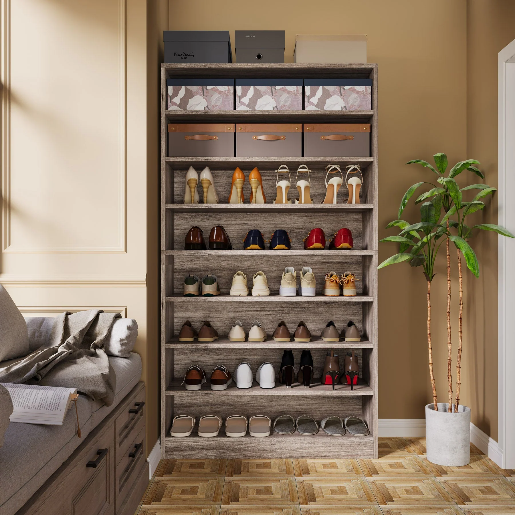 Freestanding Shoe Cabinet, 9-Tier 40-45 Pairs Shoe Storage Rack - Image 10