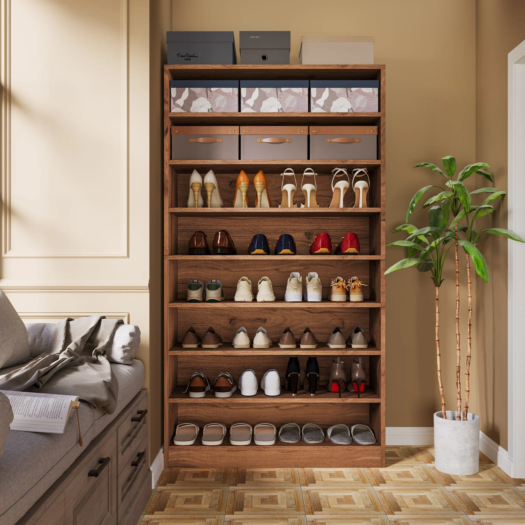 Freestanding Shoe Cabinet, 9-Tier 40-45 Pairs Shoe Storage Rack - Image 12