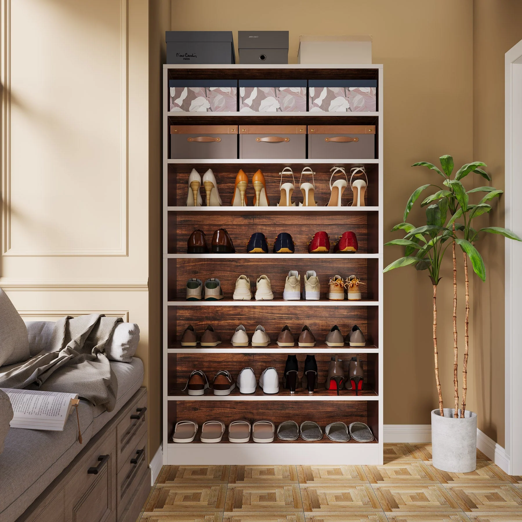 Freestanding Shoe Cabinet, 9-Tier 40-45 Pairs Shoe Storage Rack - Image 14