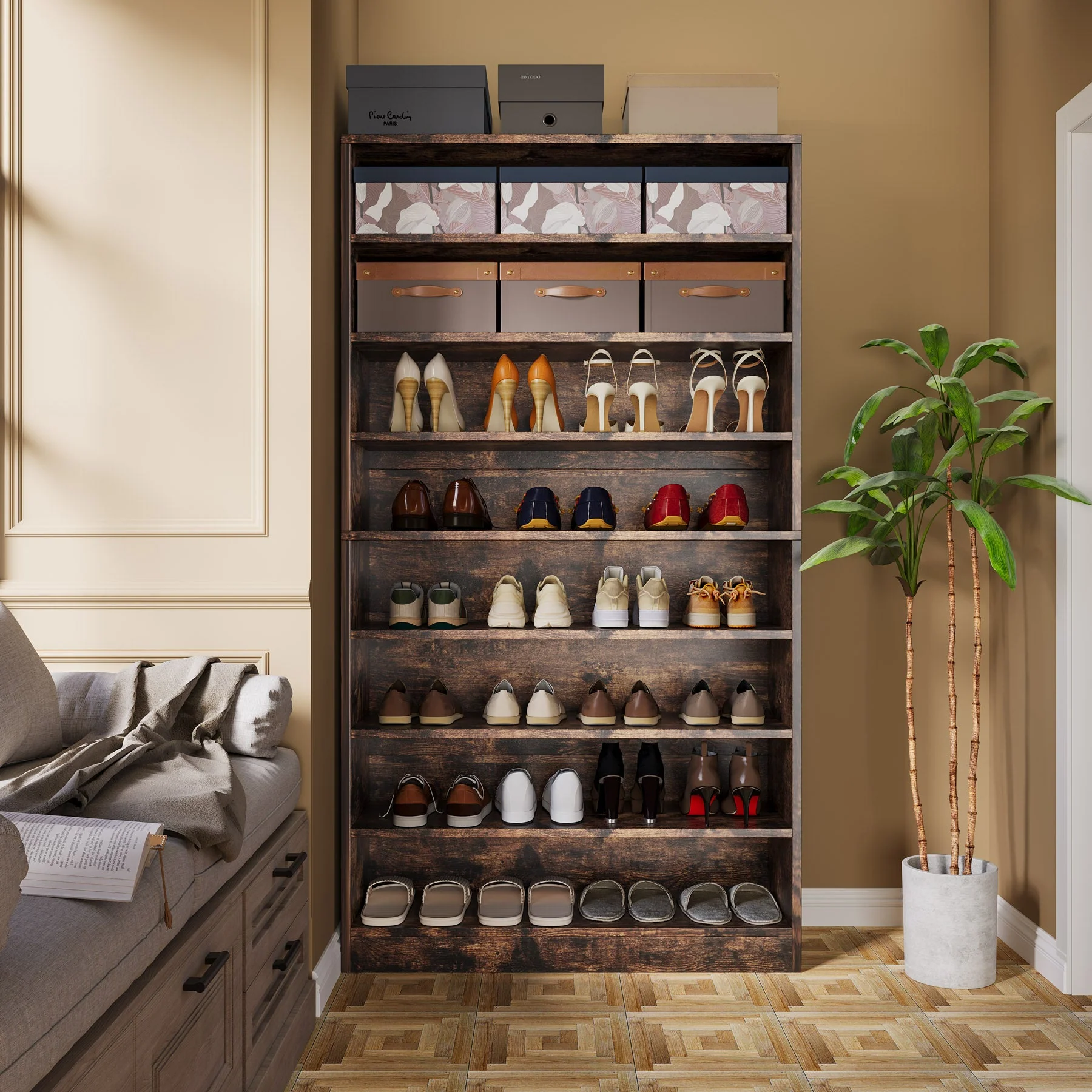 Freestanding Shoe Cabinet, 9-Tier 40-45 Pairs Shoe Storage Rack - Image 16