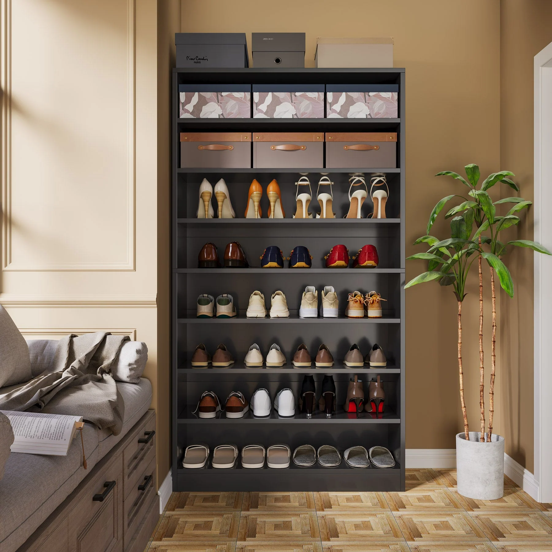 Freestanding Shoe Cabinet, 9-Tier 40-45 Pairs Shoe Storage Rack - Image 8