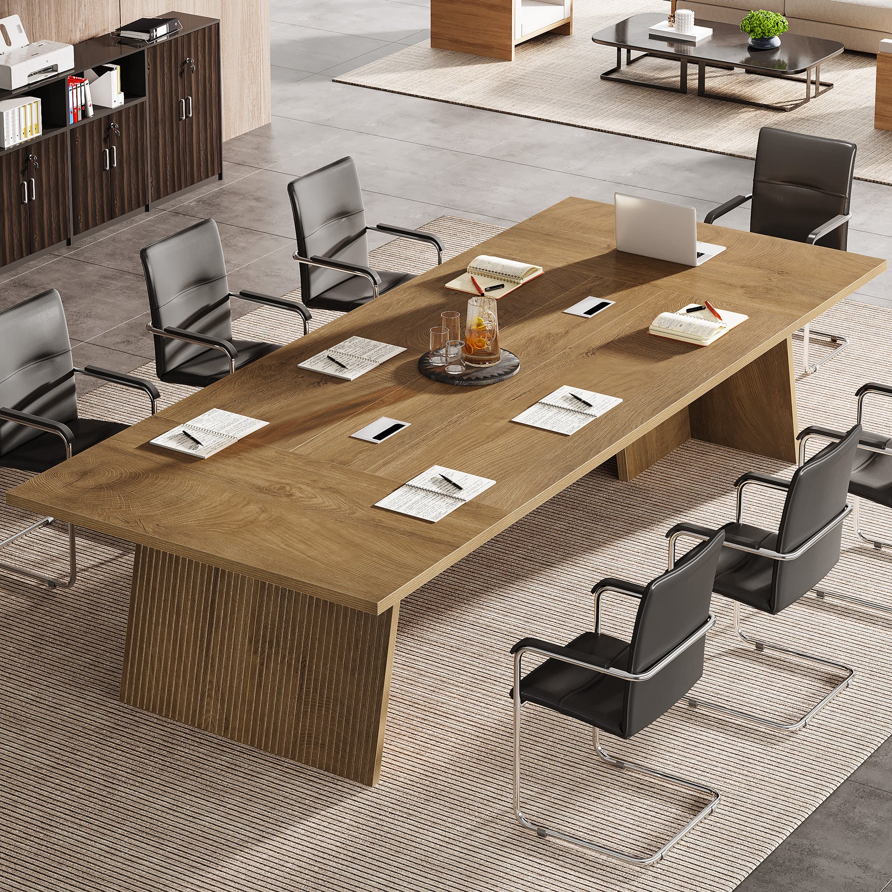 94.5" Conference Table, 8FT Meeting Desk with Cable Grommet for 10 People - Image 3