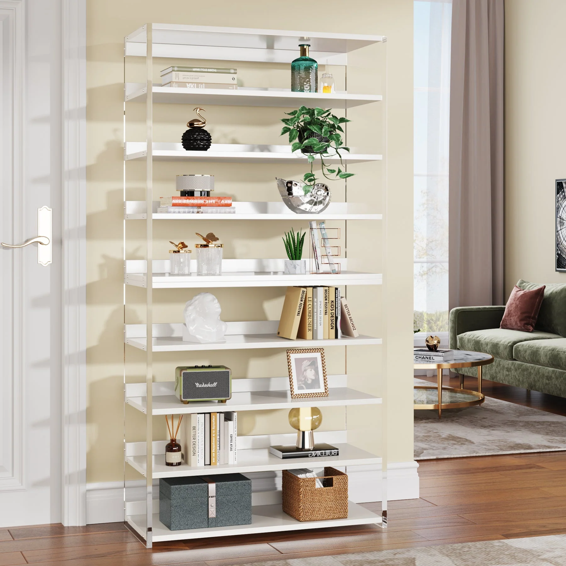 8-Tier Bookshelf, Acrylic Bookcase Storage Display Shelf - Image 5