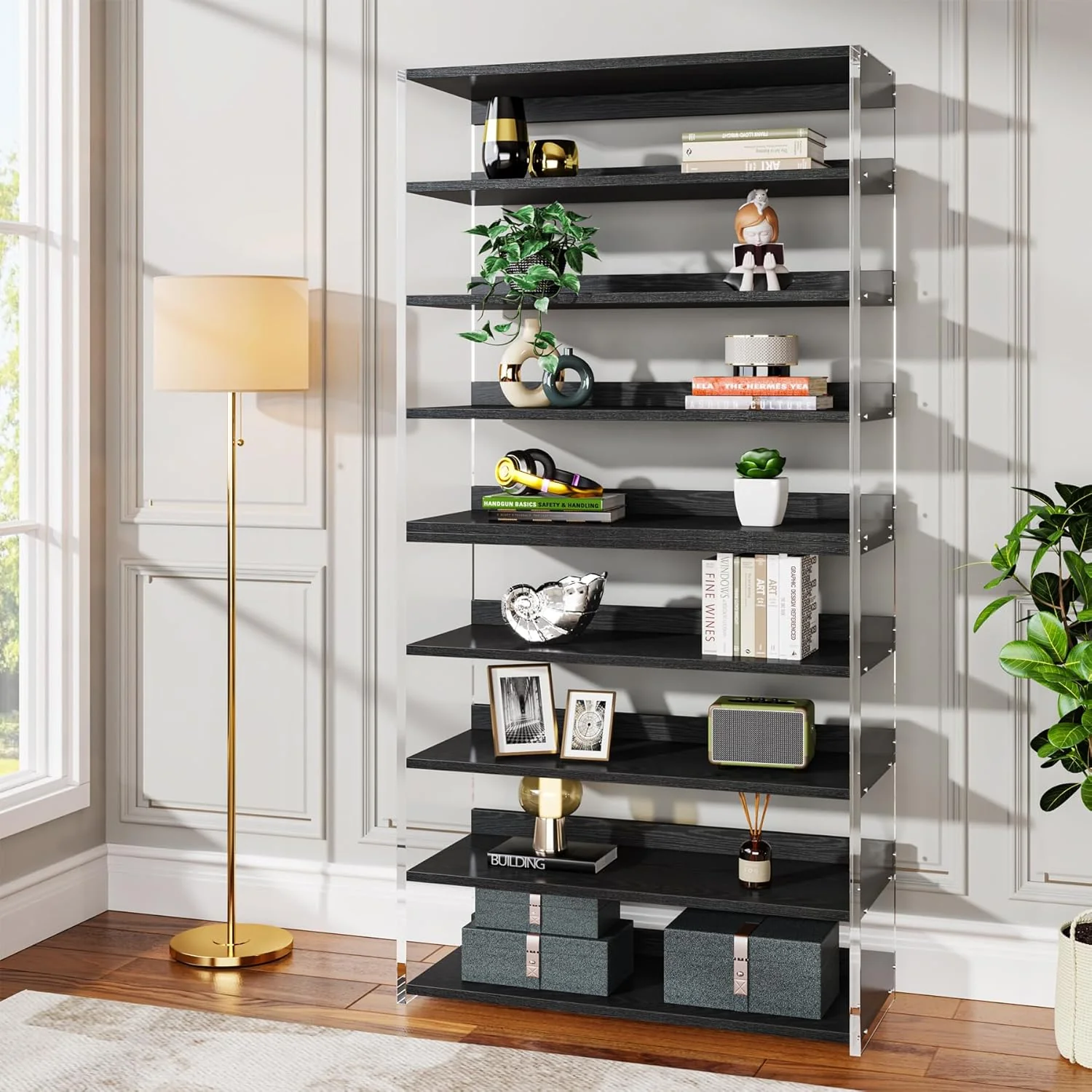 8-Tier Bookshelf, Acrylic Bookcase Storage Display Shelf - Image 7