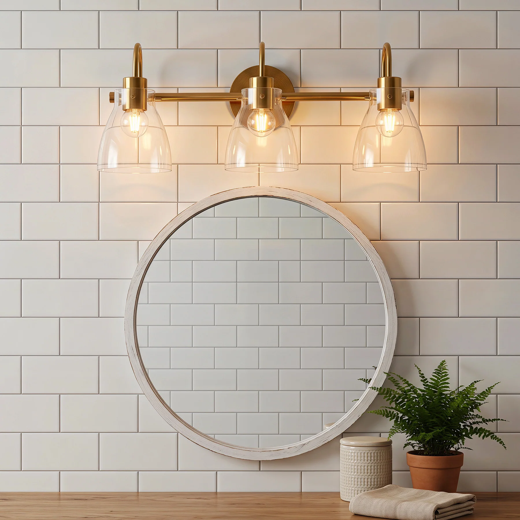 Bathroom Light Fixtures, 3-Light Vanity Lights with Clear Glass Shade - Image 4