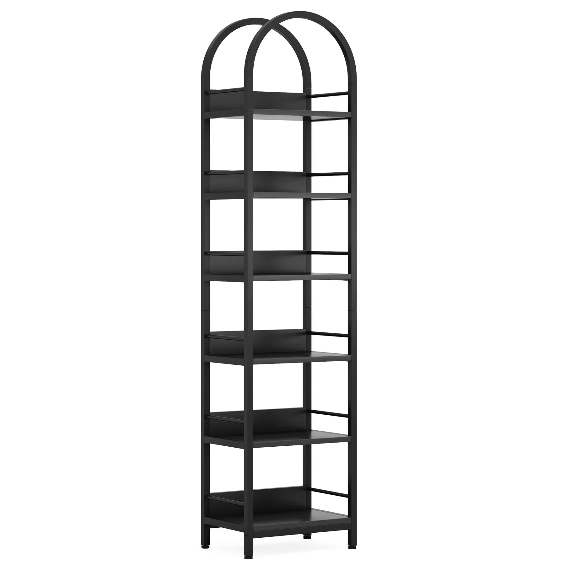 6-Tier Bookshelf, 78.7" Narrow Bookcase Arched Display Shelf - Image 7