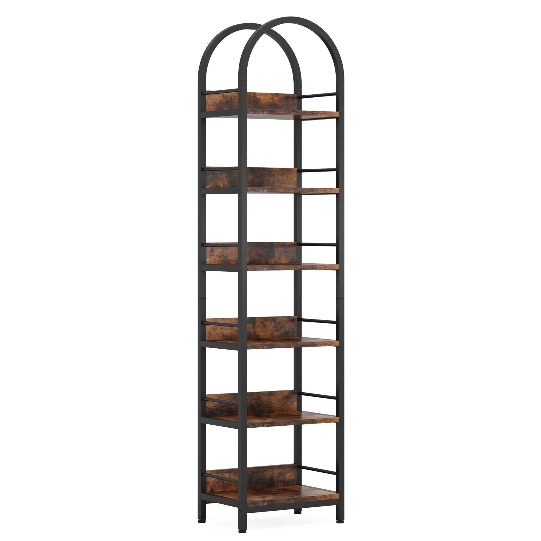 6-Tier Bookshelf, 78.7" Narrow Bookcase Arched Display Shelf - Image 8