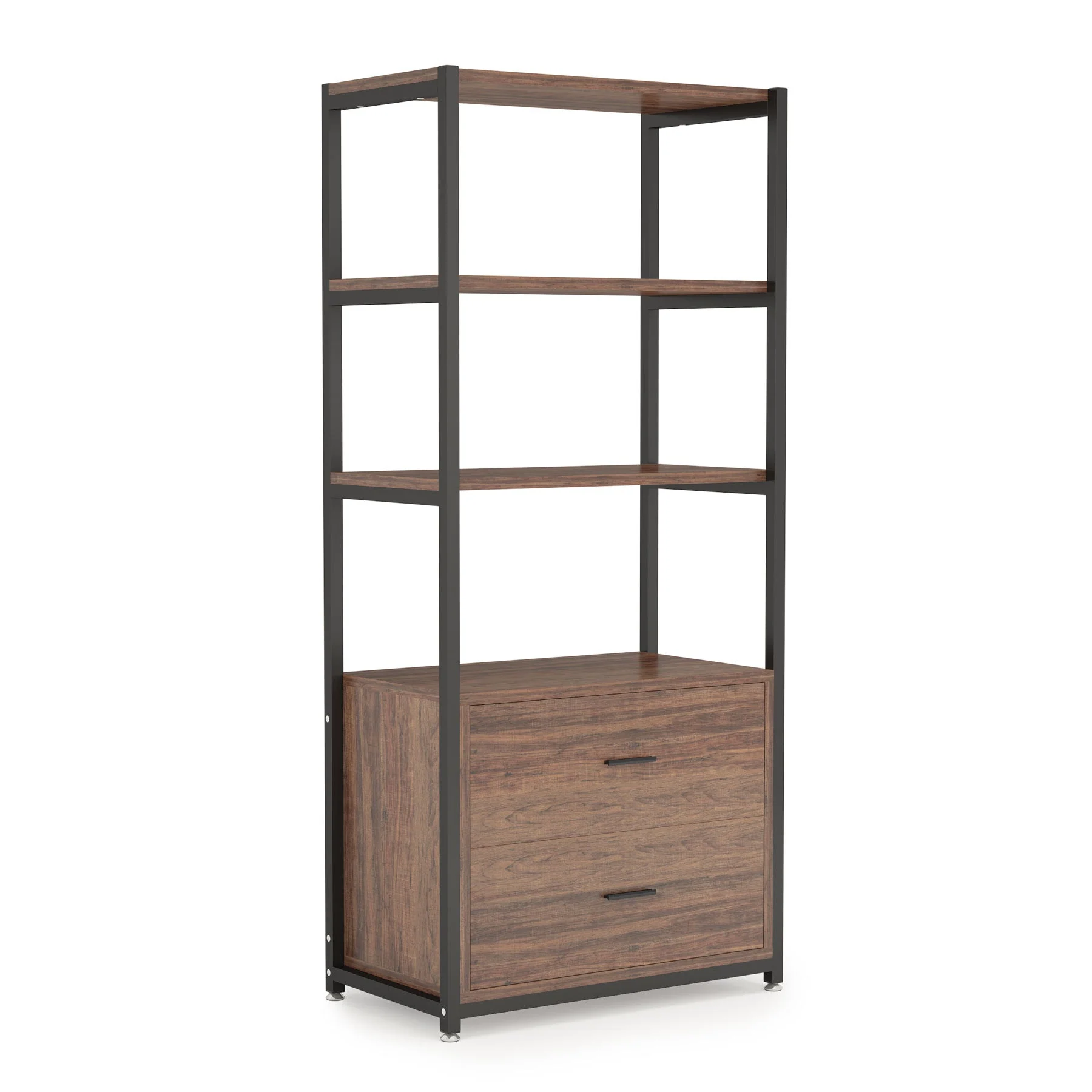 2-Drawer Bookshelf Etagere Bookcase with Open Shelves - Image 7