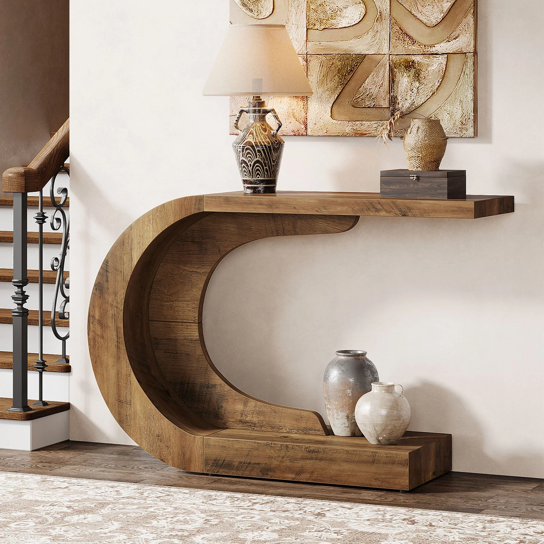 43" Console Table, C-Shaped Accent Entryway Sofa Table for Hallway - Image 3