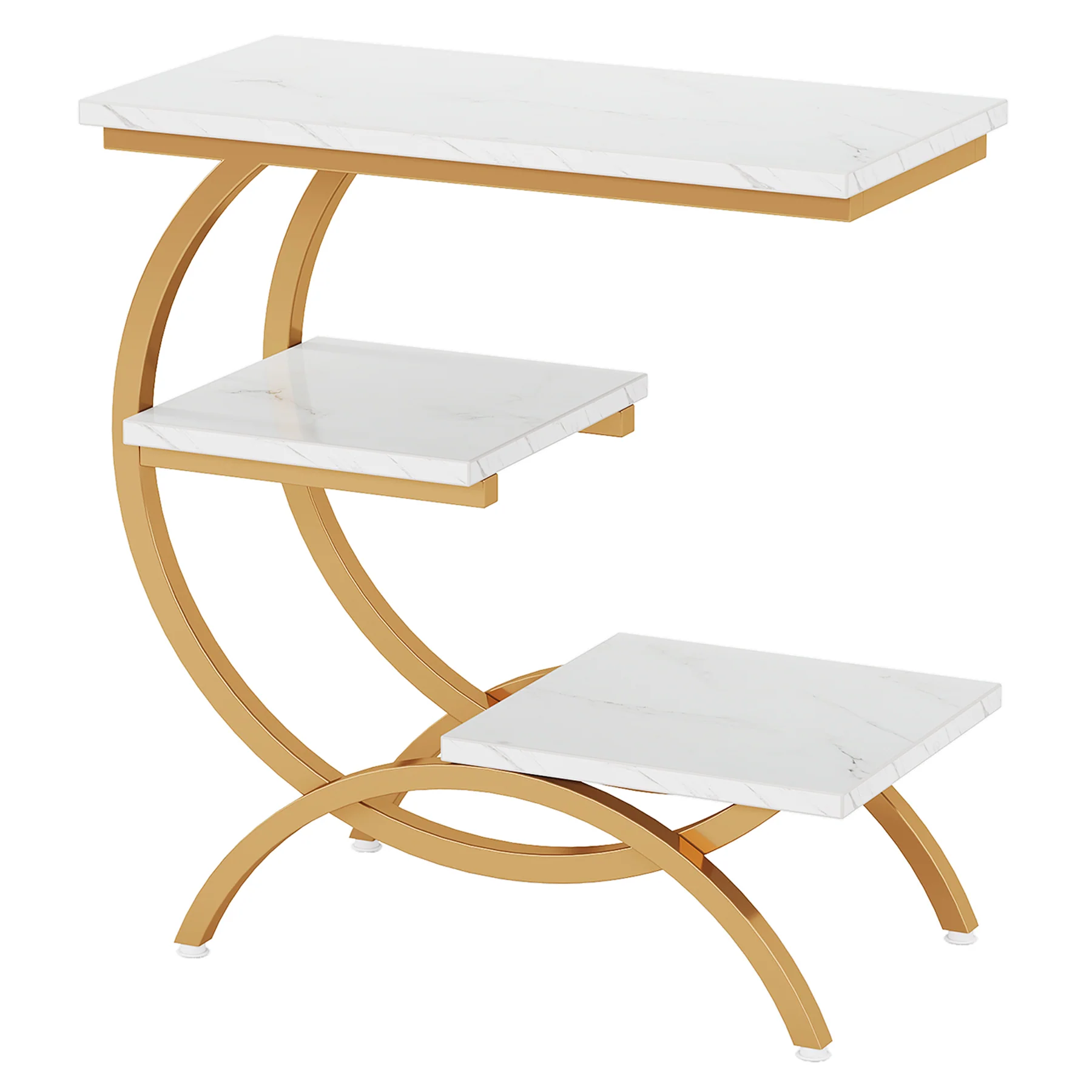 C-Shaped End Table, Industrial 3-Tier Side Table for Small Space - Image 10