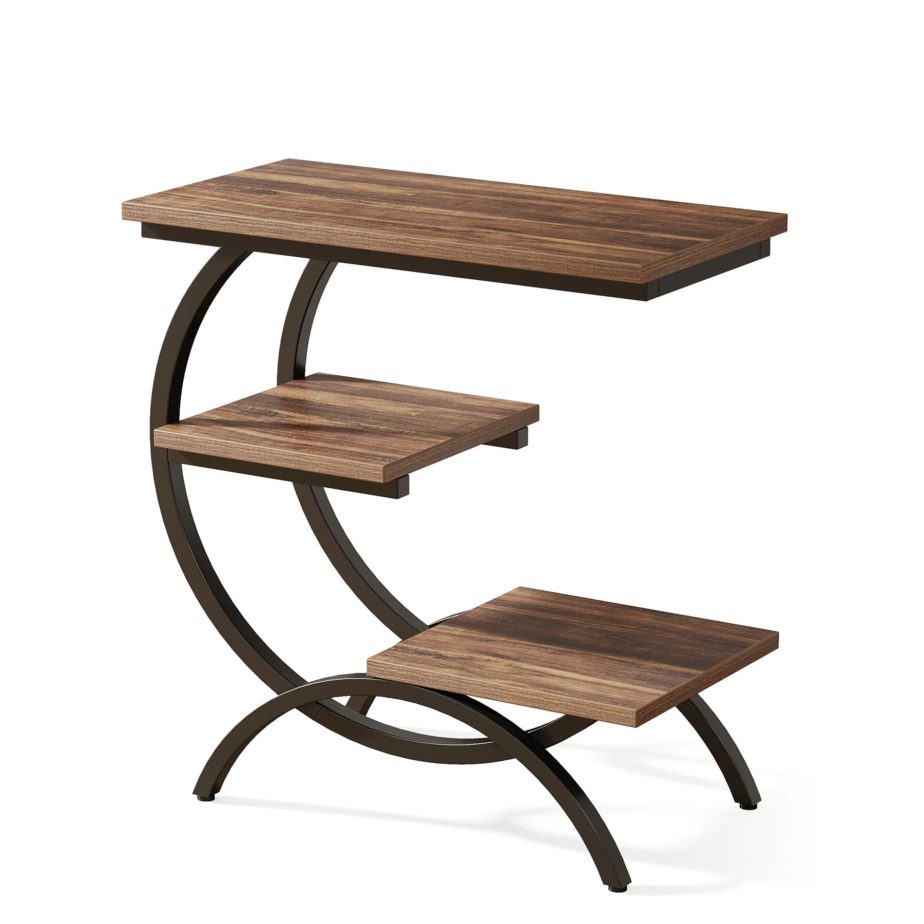 C-Shaped End Table, Industrial 3-Tier Side Table for Small Space - Image 11