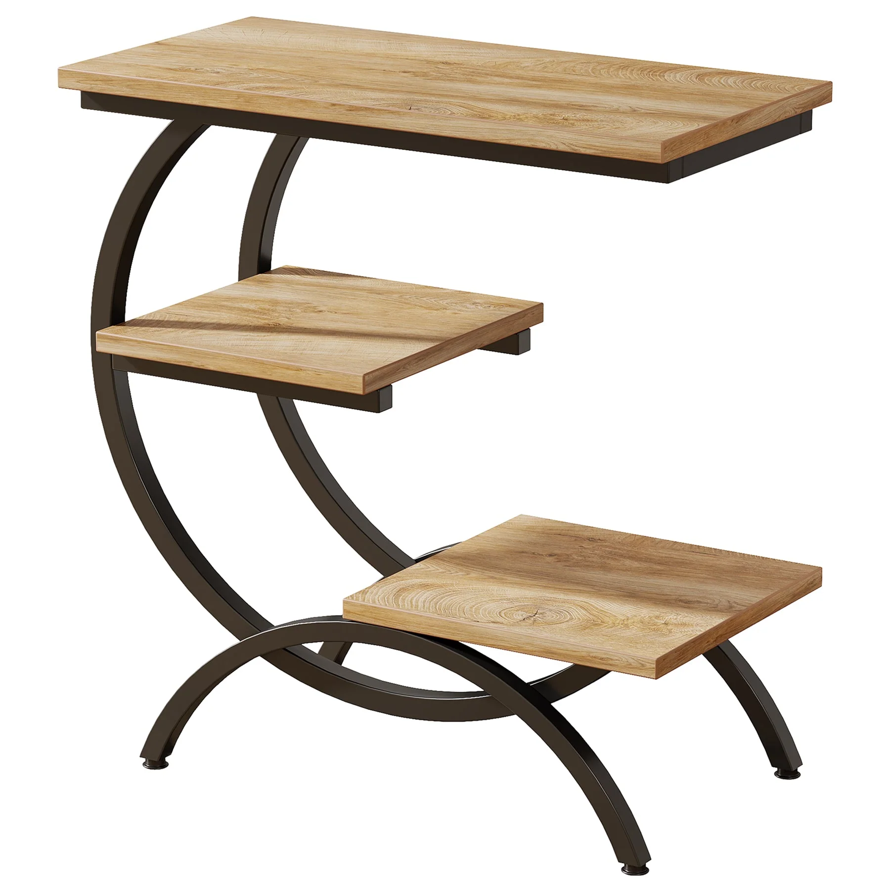 C-Shaped End Table, Industrial 3-Tier Side Table for Small Space - Image 8